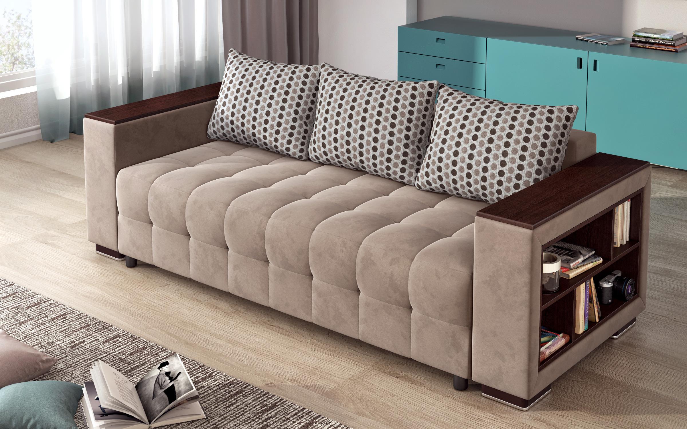 Canapea extensibila Melvin + brat mini etajera, bej inchis  4