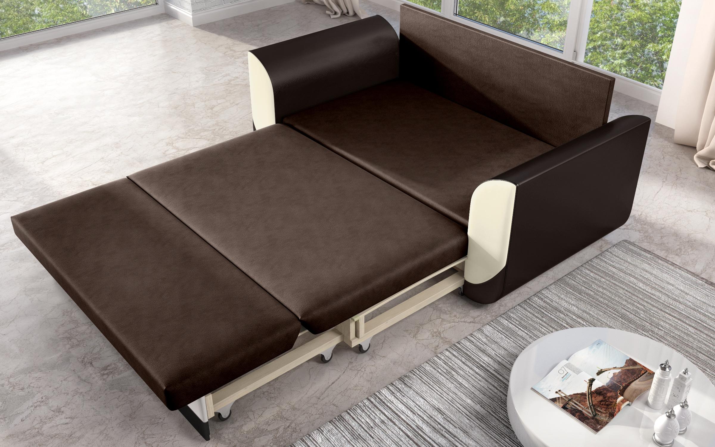 Canapea extensibila Modus cu doua locuri, maro + bej + piele maro  4