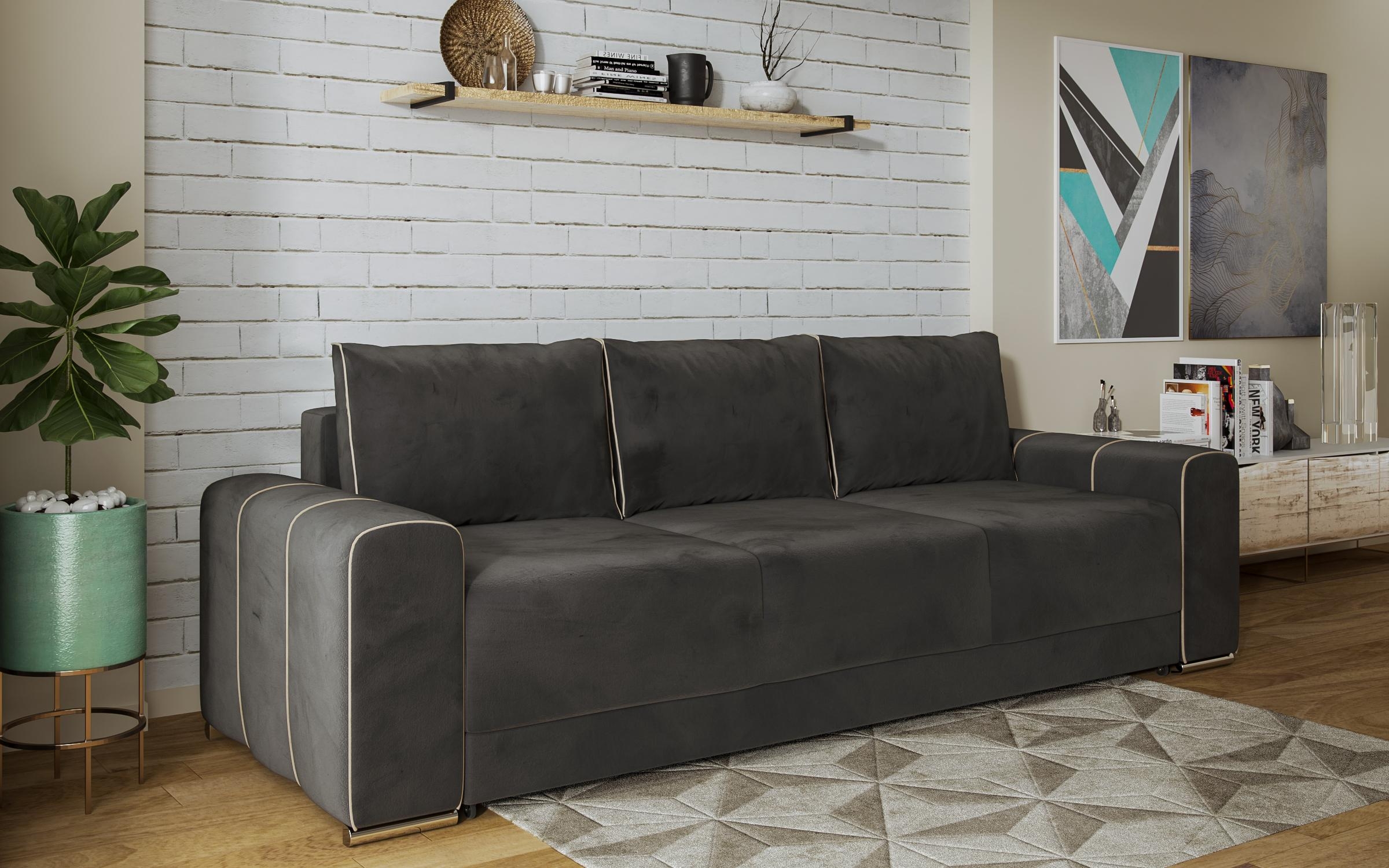Canapea extensibila Ego cu trei locuri, grafit + bej inchis  3