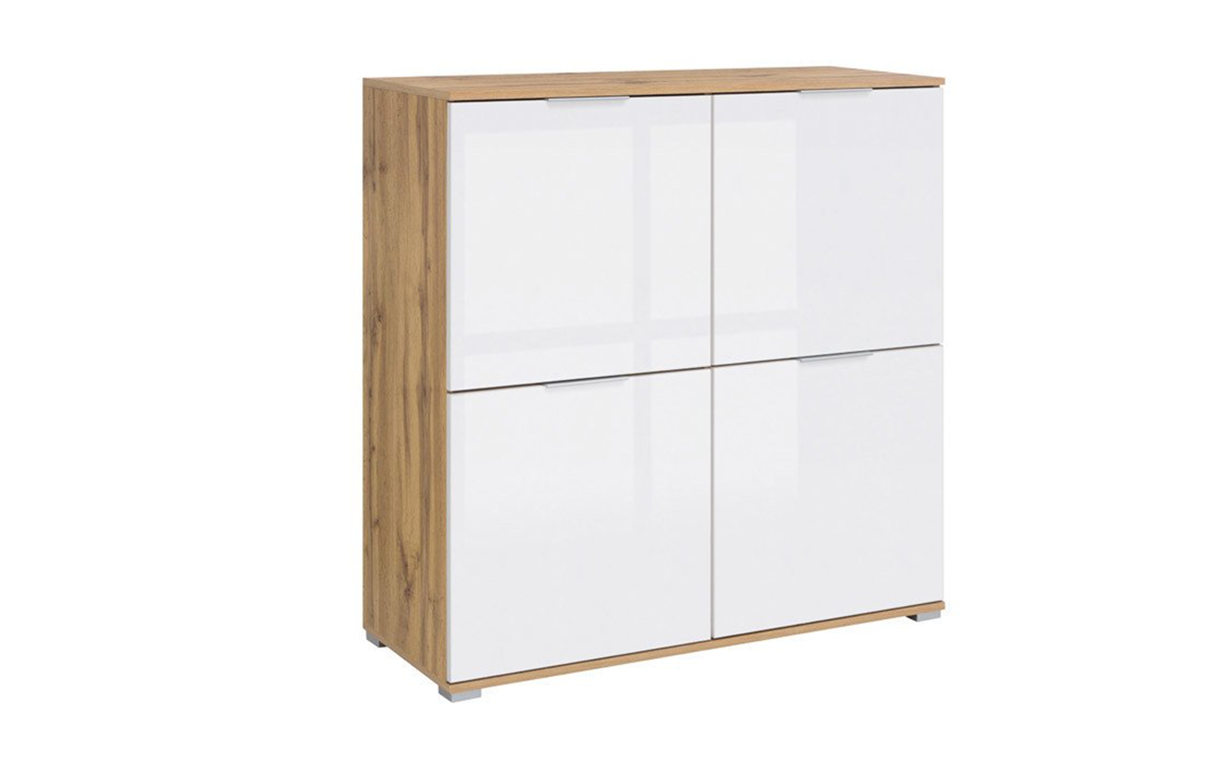 Comoda Sele 104, stejar votan + alb lucios  1