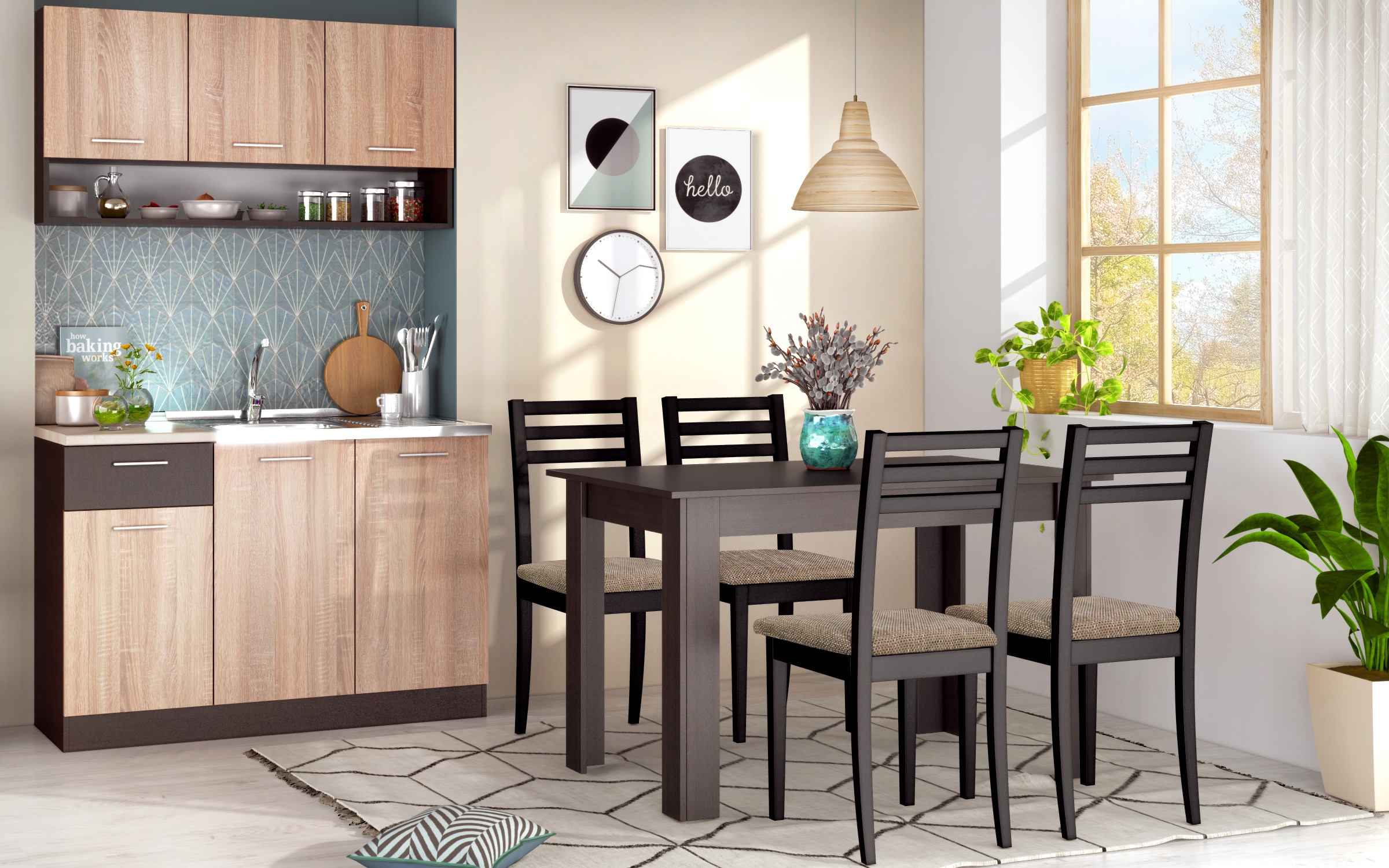 Scaun Oliver, wenge cu sezut  maro  4