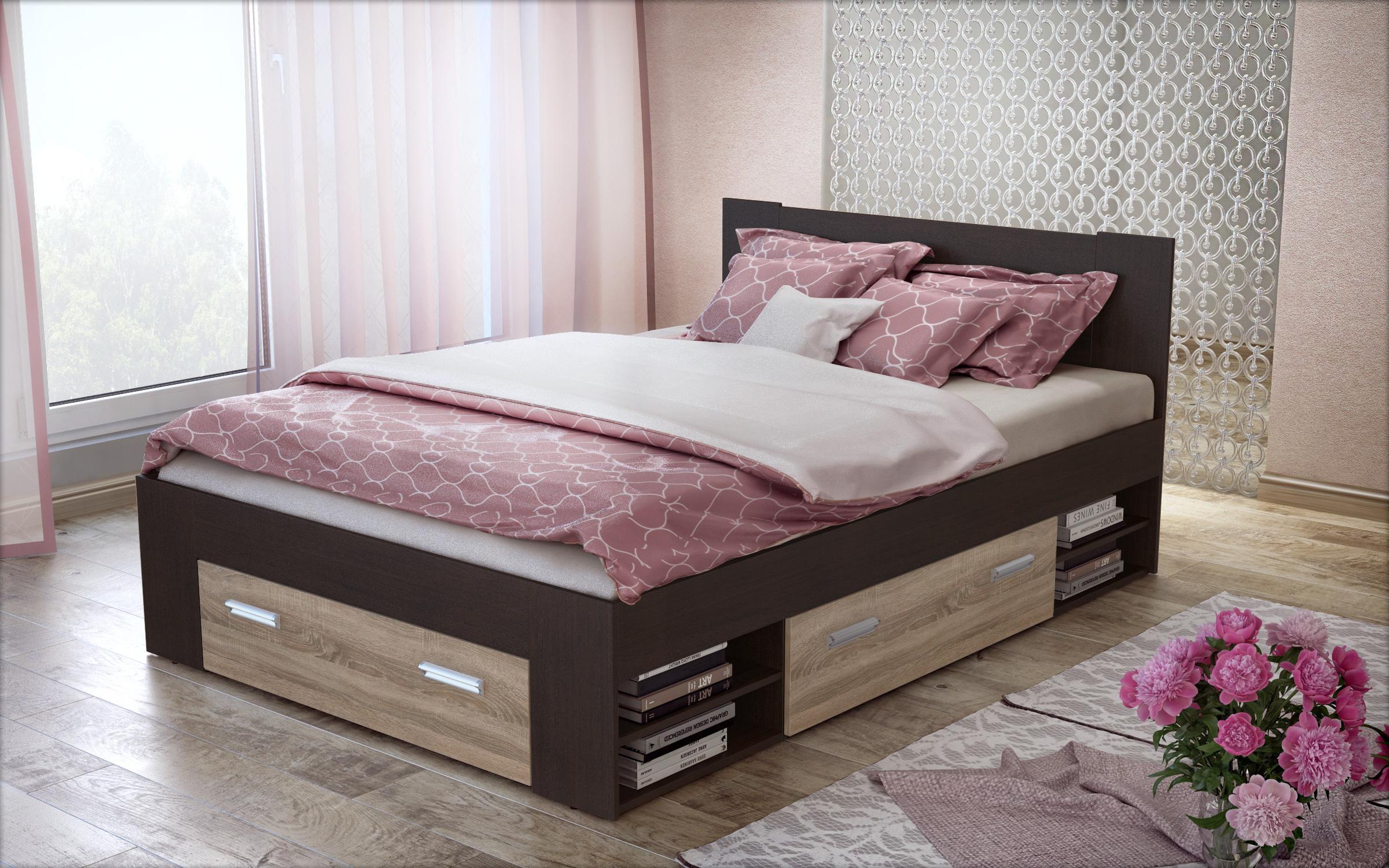 Set dormitor 140/200 Almaro S, wenge + stejar sonoma  6