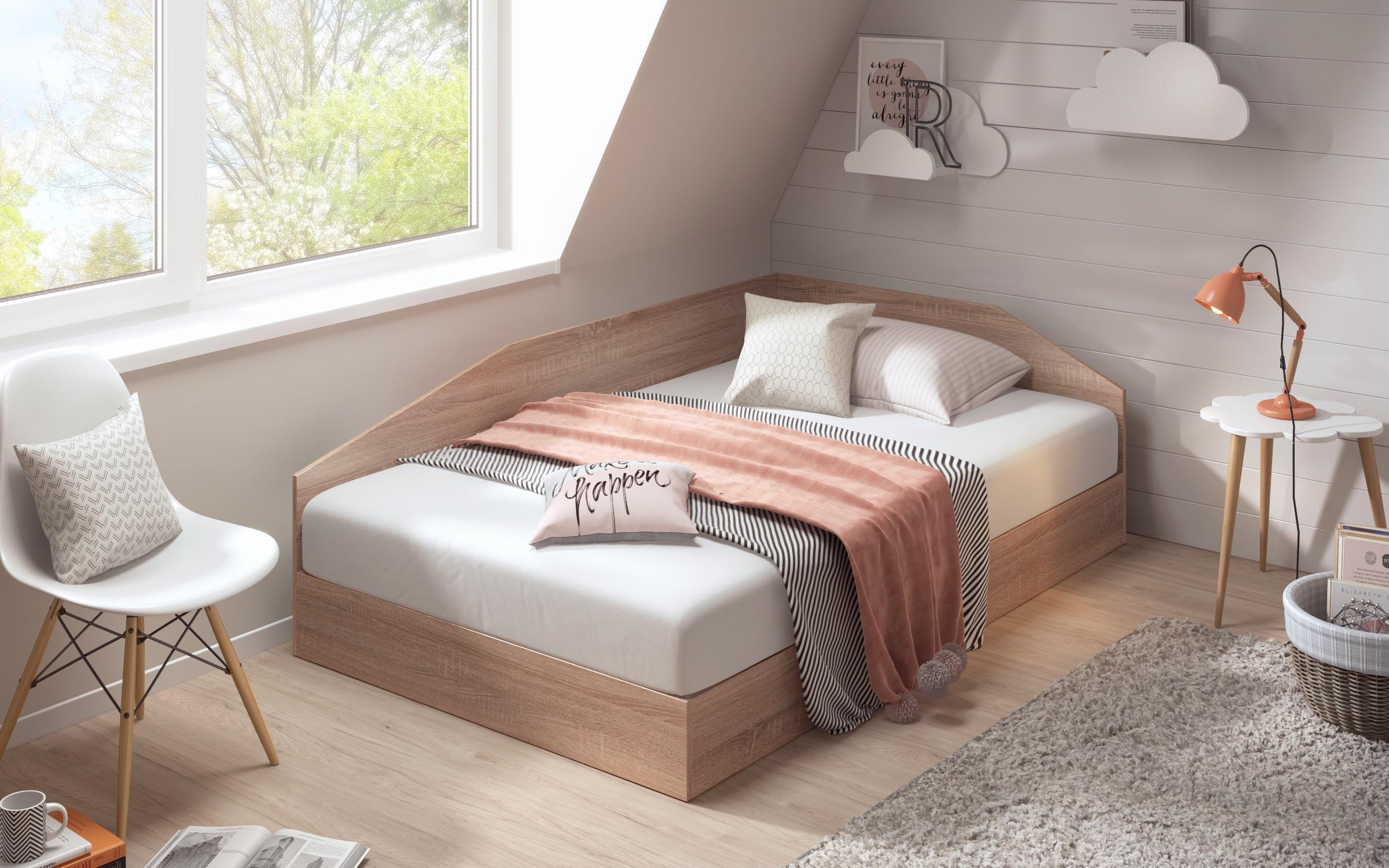 Pat Ralitsa + saltea cu o fata Neo Dream 120/190, stejar sonoma  3