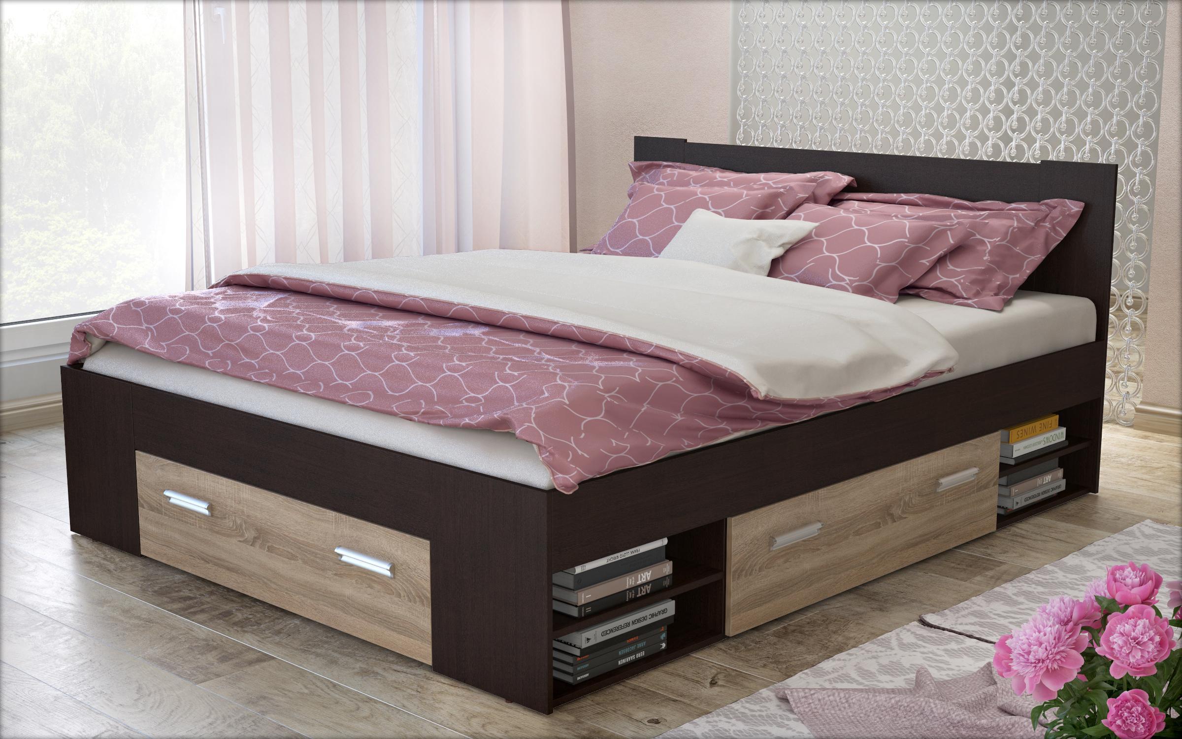 Set dormitor 160/200 Almaro, wenge + stejar sonoma  4