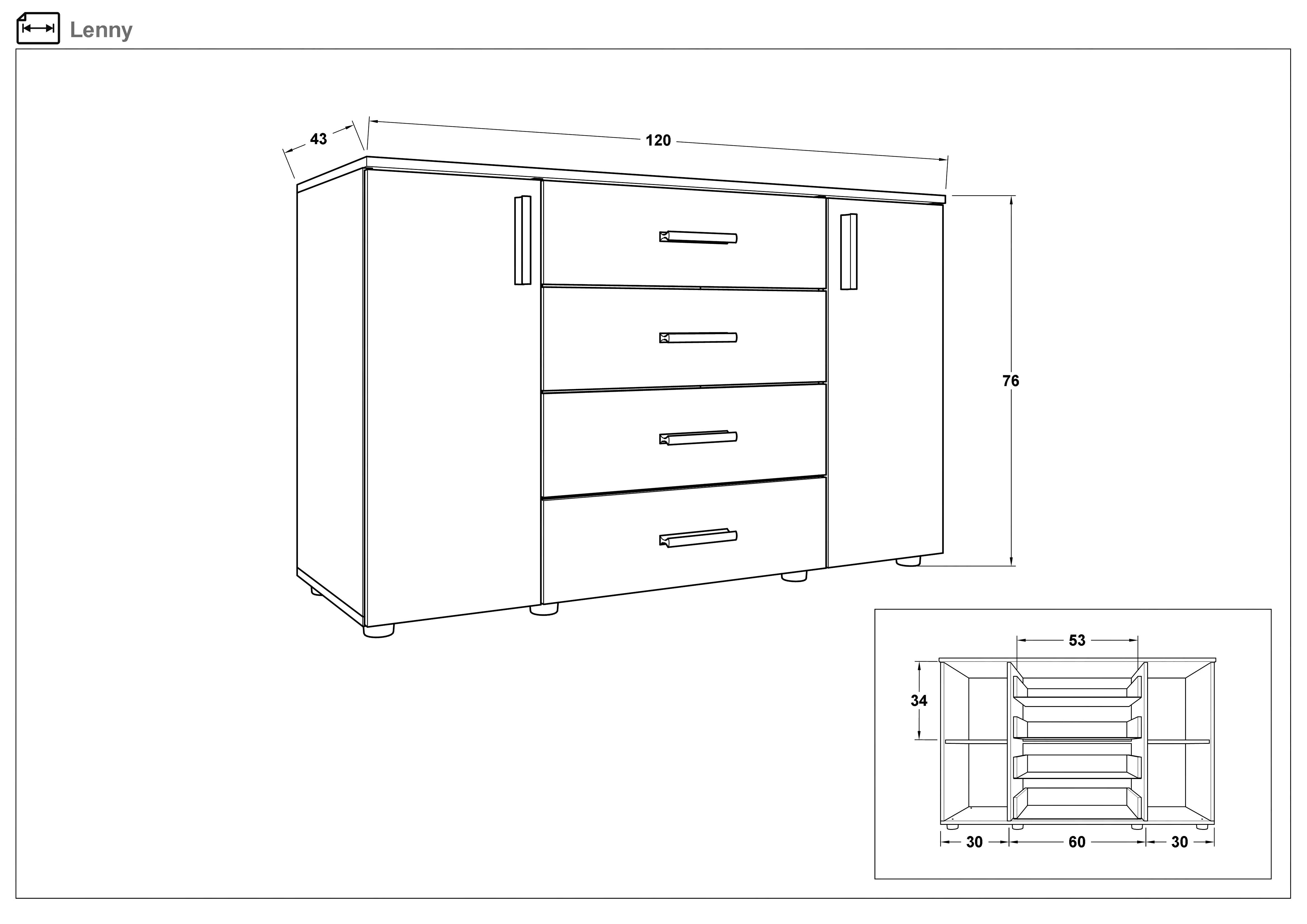 Comoda Lenny, wenge + stejar sonoma  2