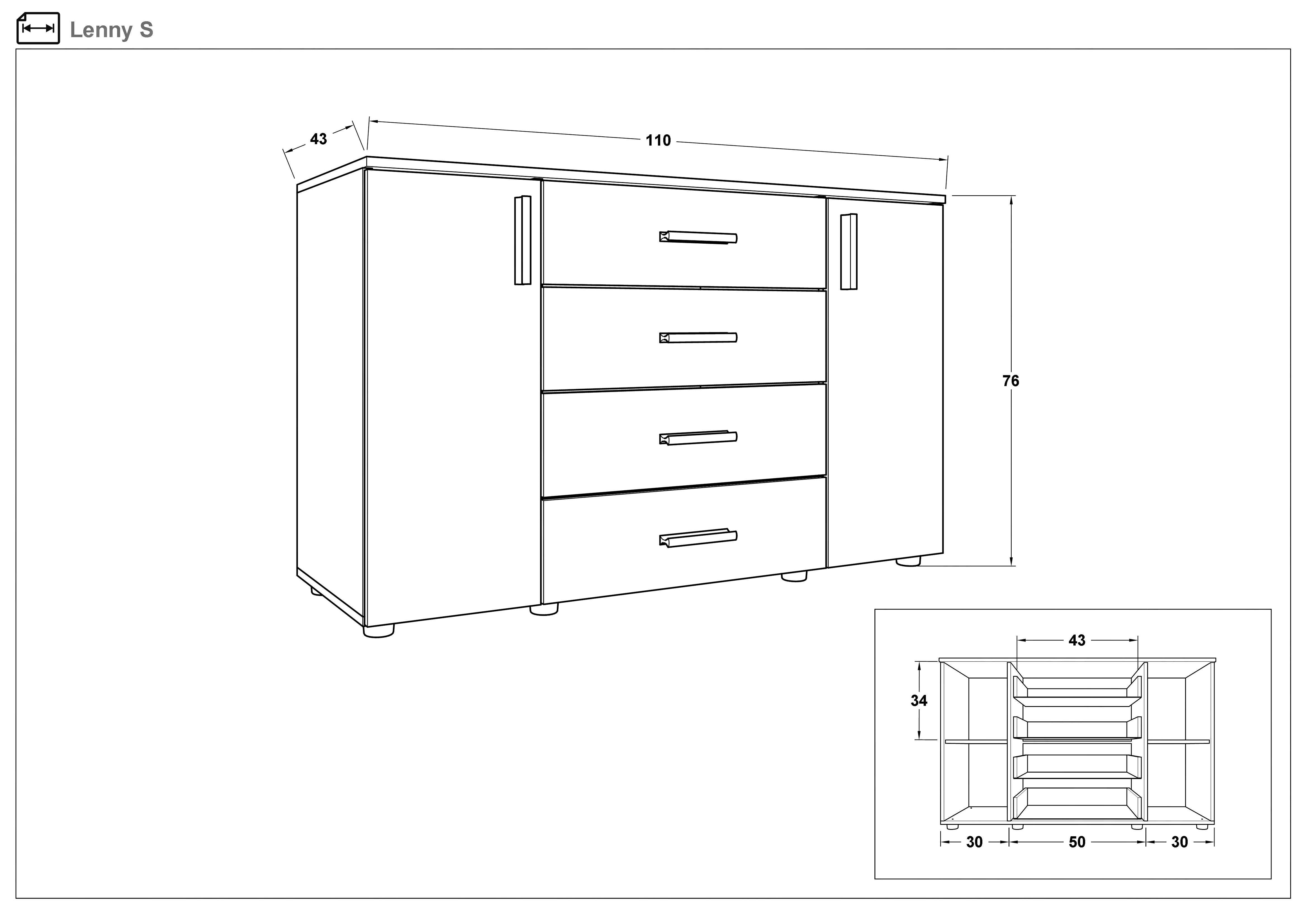Comoda Lenny S, wenge + stejar sonoma  2