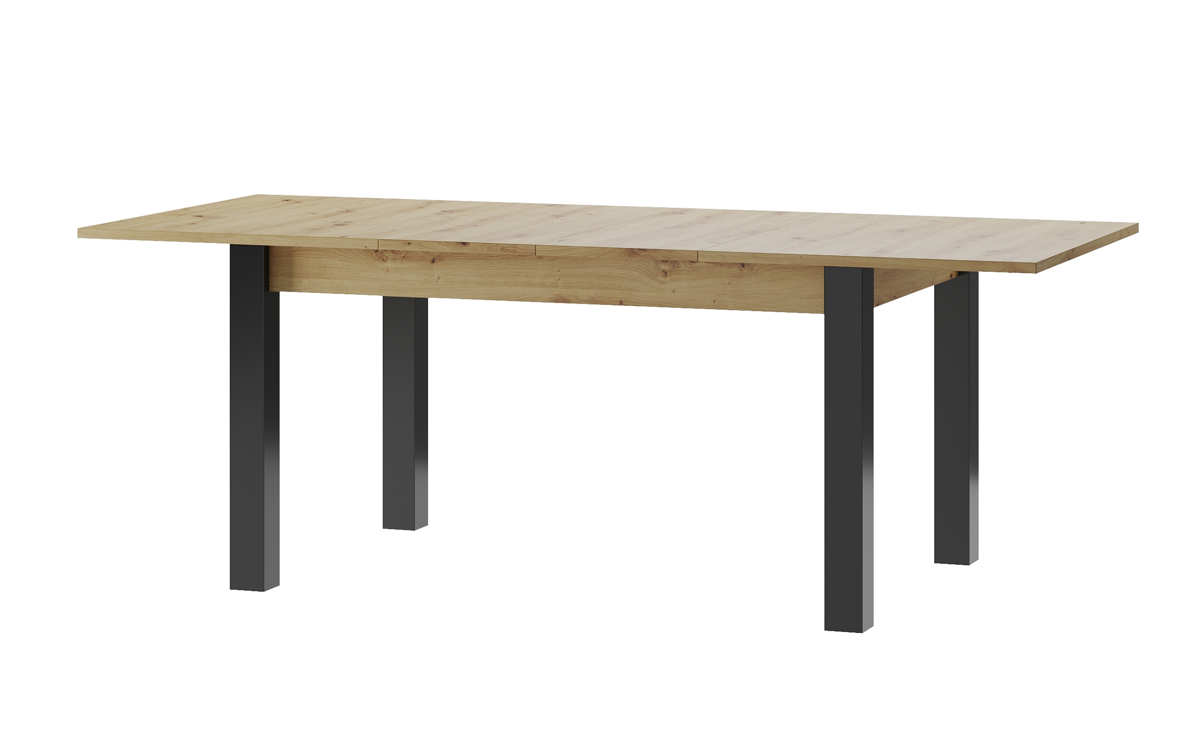 Masa dining Lukas, stejar artisan + negru mat  3