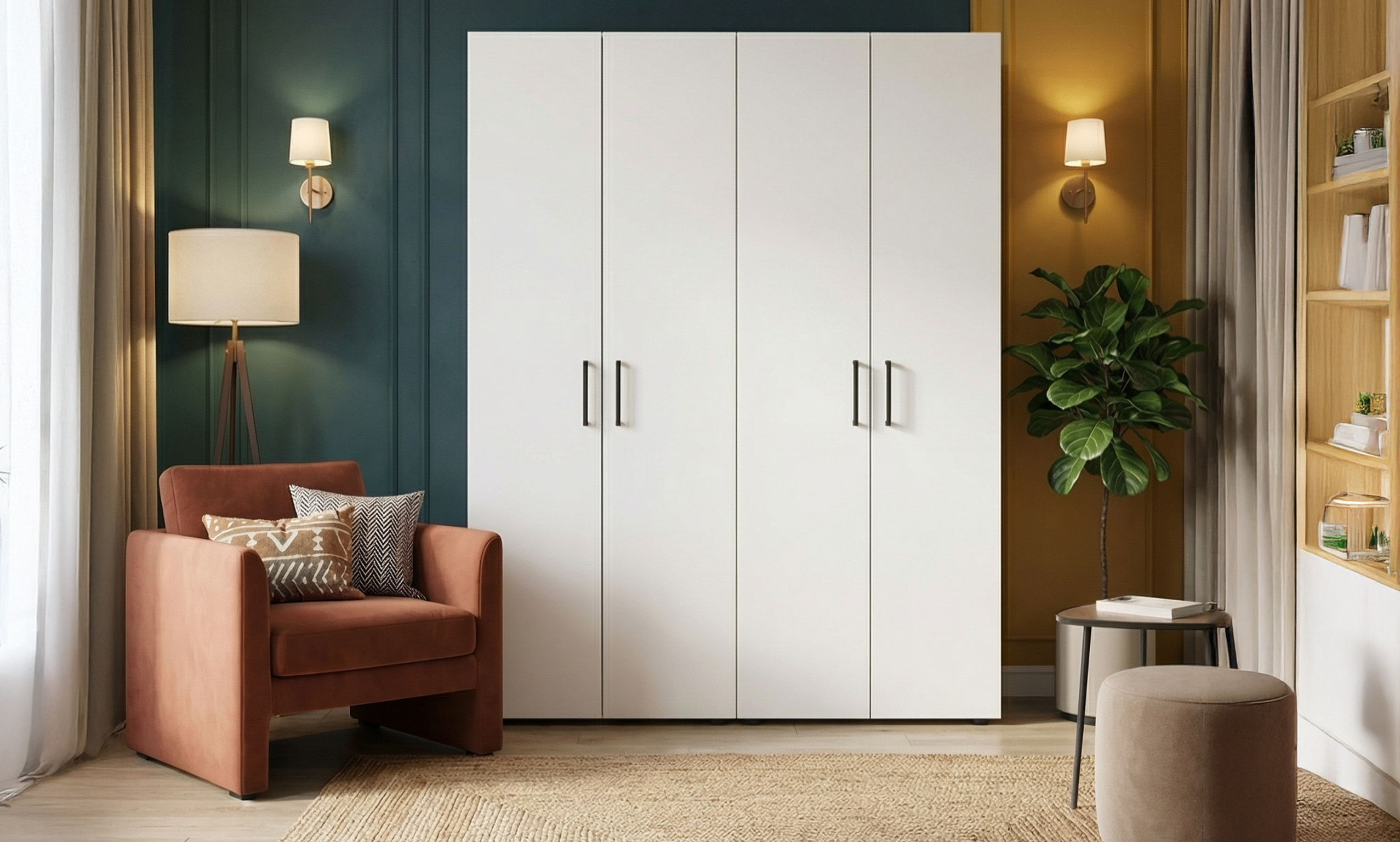 Dulap cu bara pentru umerase si rafturi Masimo Space 2, alb  2