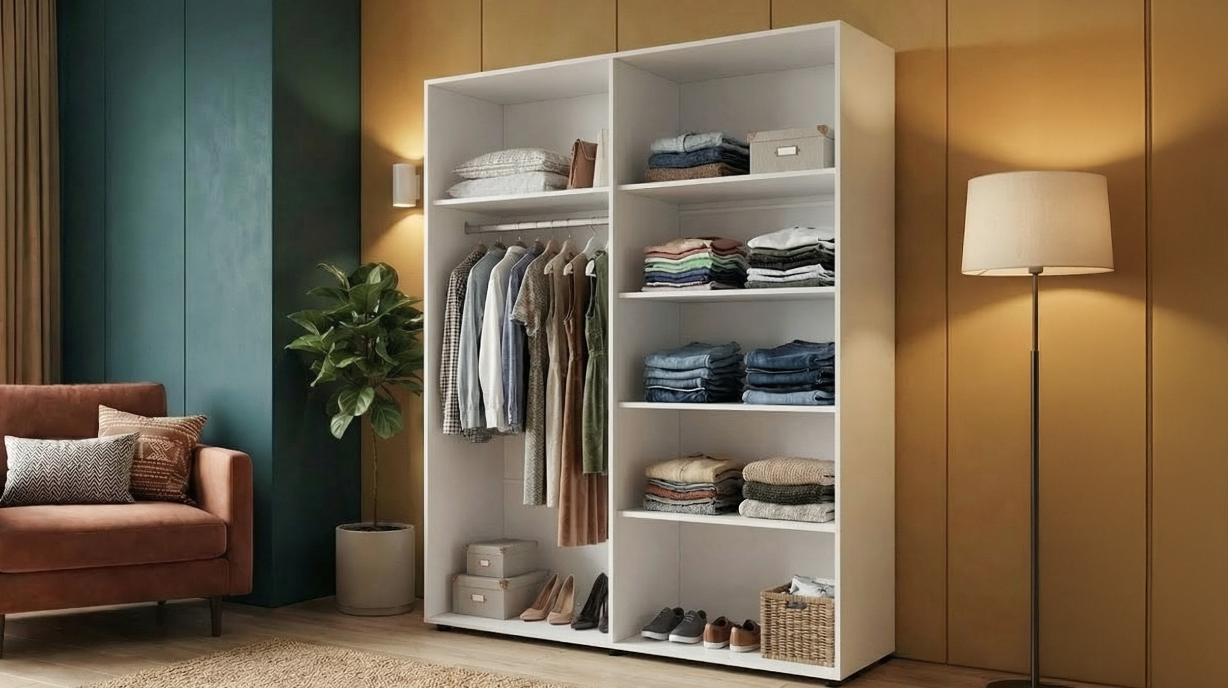 Dulap cu bara pentru umerase si rafturi Masimo Space 2, alb  3