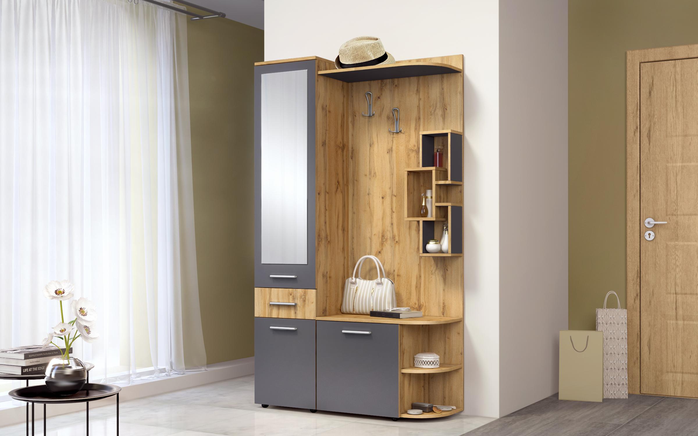 Cuier Nina, stejar wotan + antracit mat  1