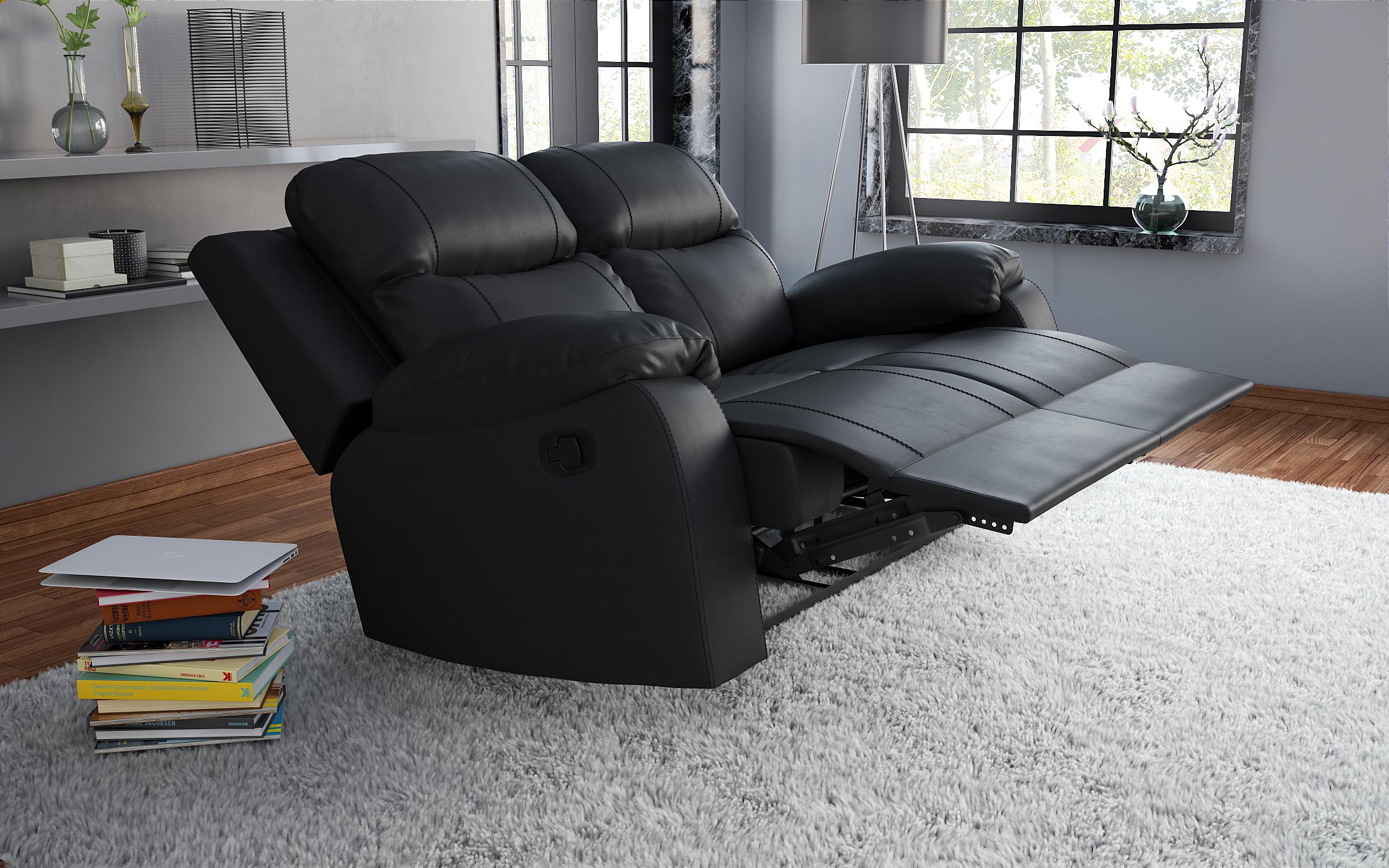 Recliner Dream, cu doua locuri,cu mecanism manual, negru  3