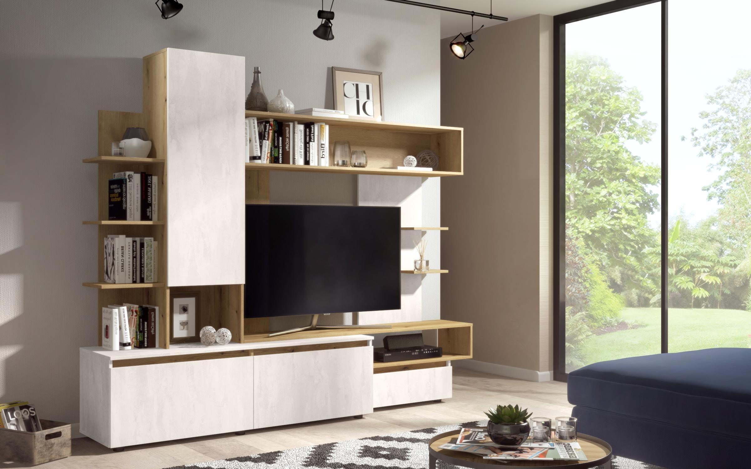 Set living Morano, bej deschis + stejar evoc + Silk  3