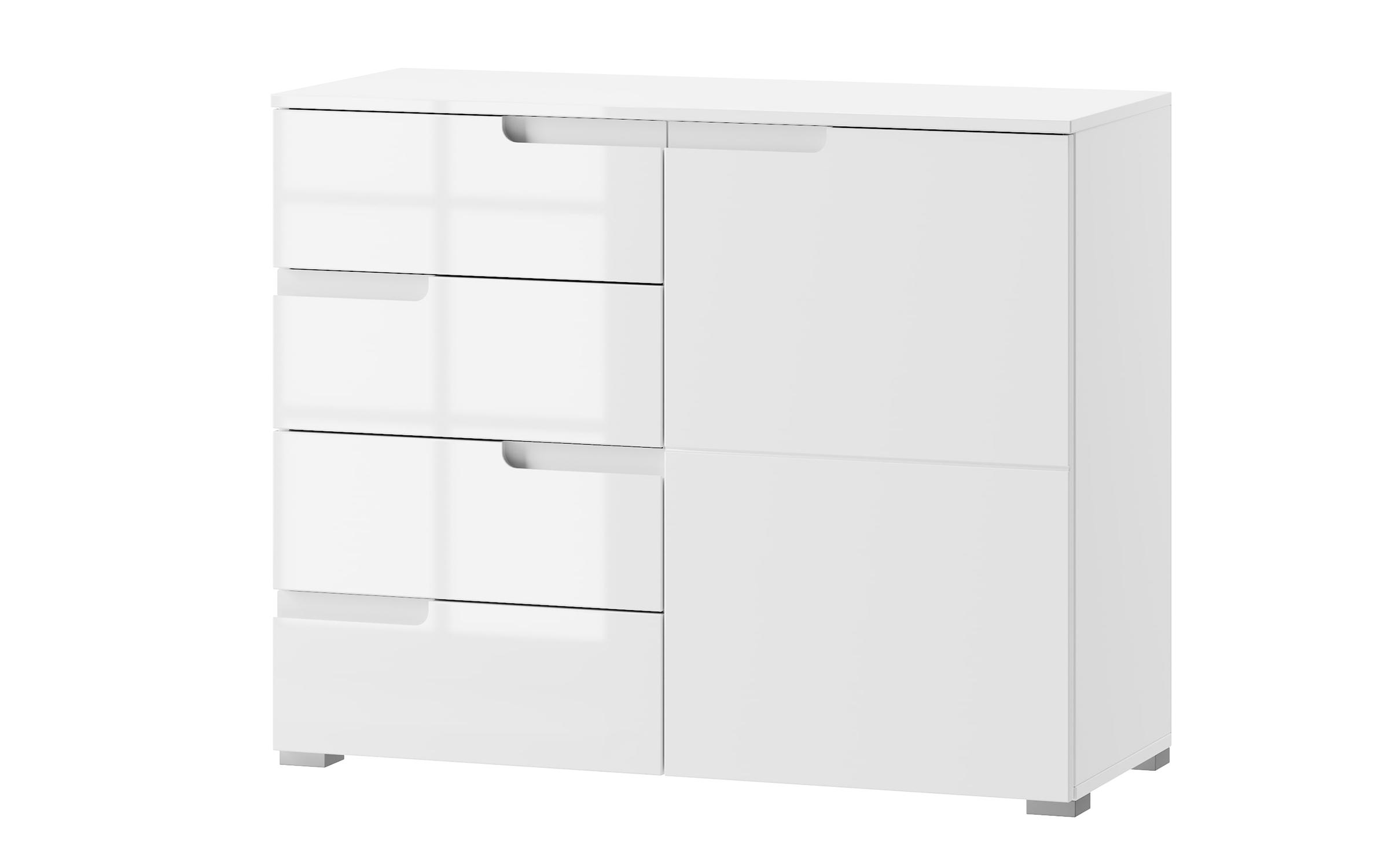 Comoda Selene 5, alb + alb lucios  1