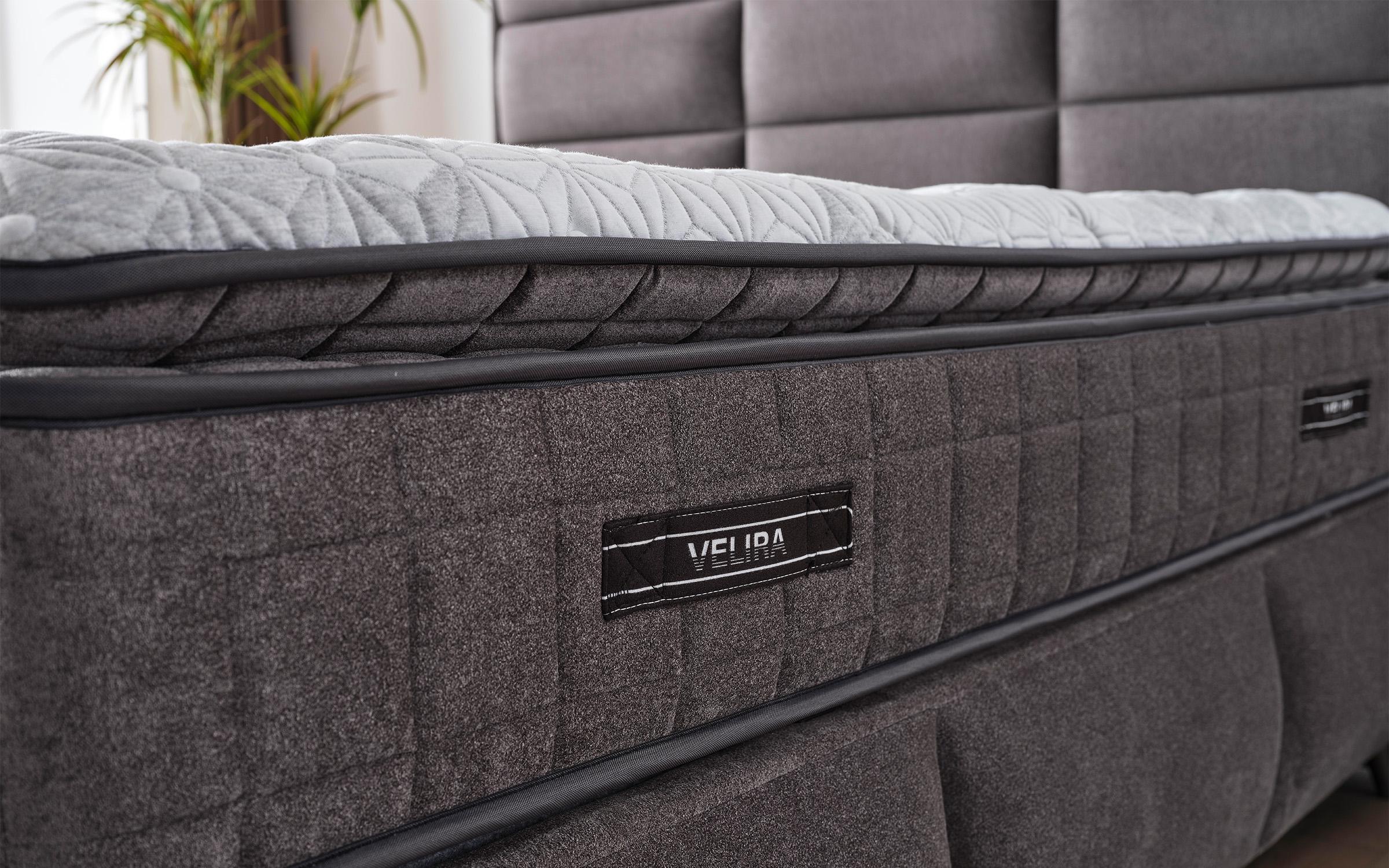Pat dublu Boxspring 160/200 Velira + saltea, gri  9