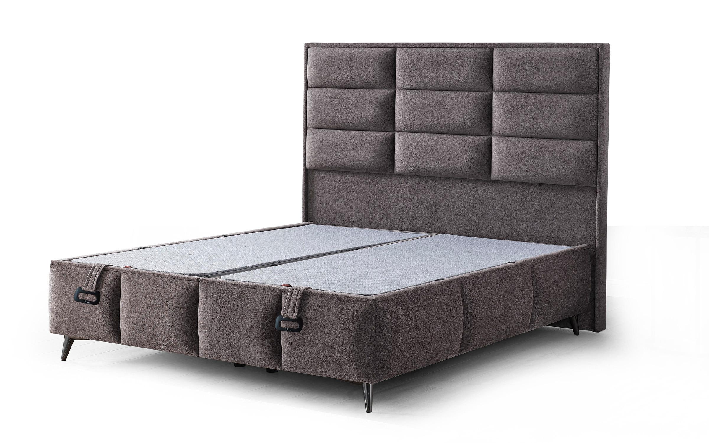 Pat dublu Boxspring 160/200 Velira + saltea, gri  3