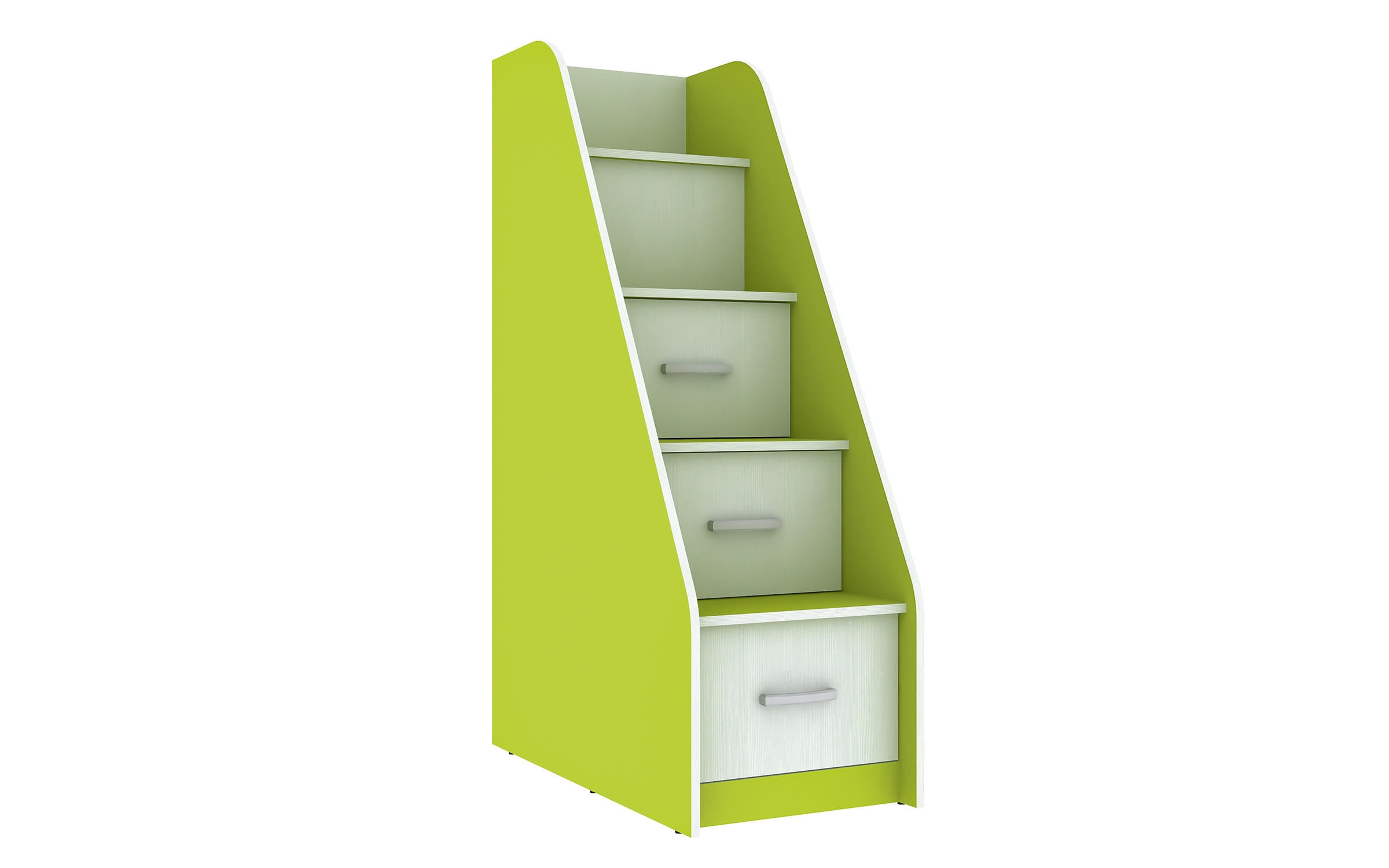 Scara cu sertare Deos, alb textura + lime  3