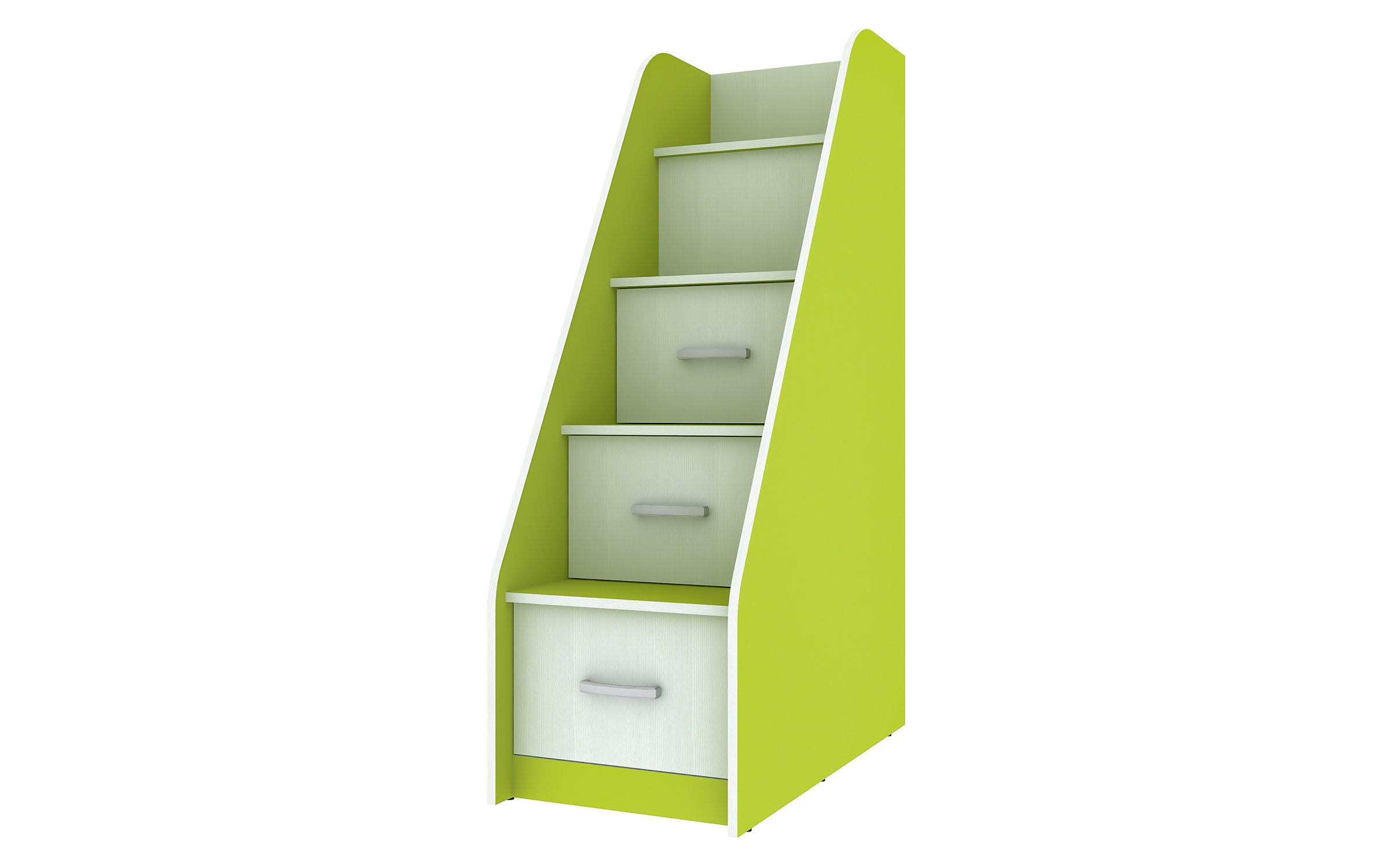 Scara cu sertare Deos, alb textura + lime  1