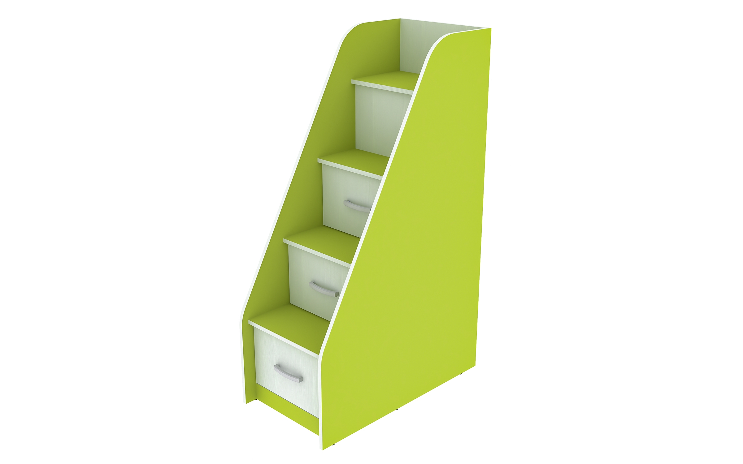 Scara cu sertare Deos, alb textura + lime  2