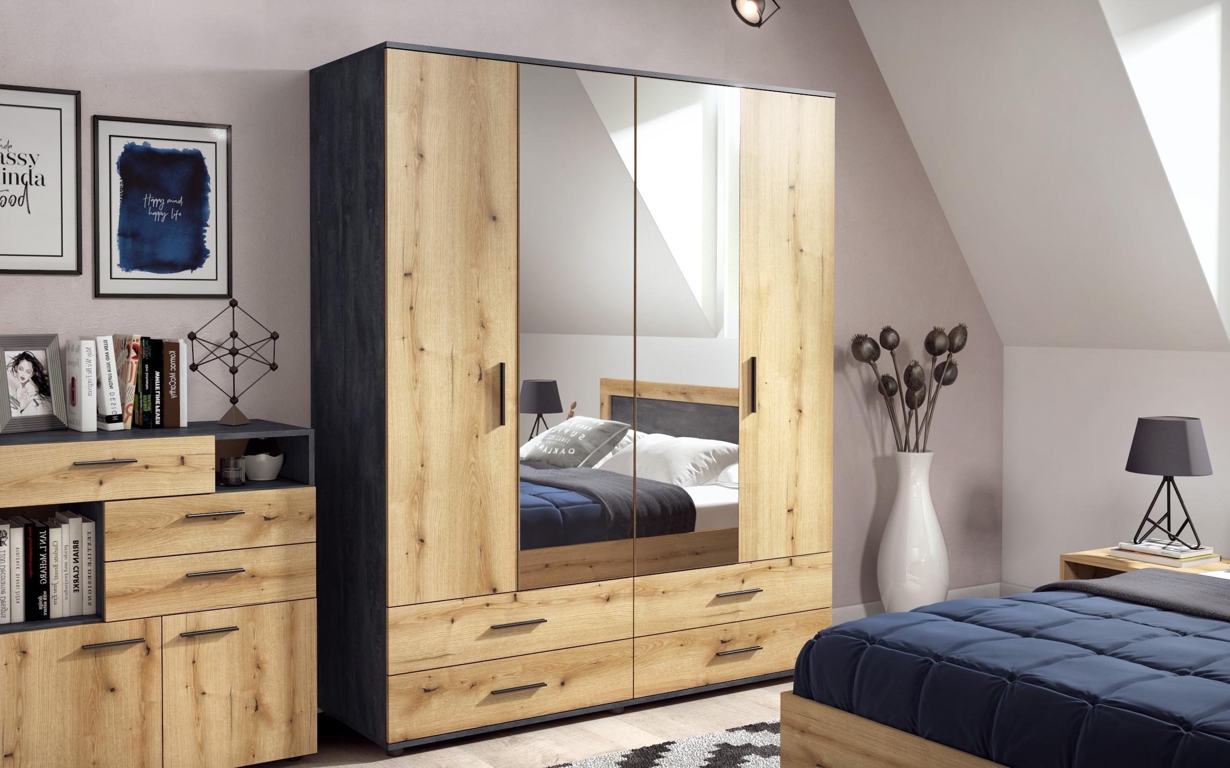 Set dormitor 160/200 Philadelphia, stejar evoc + Magma  3