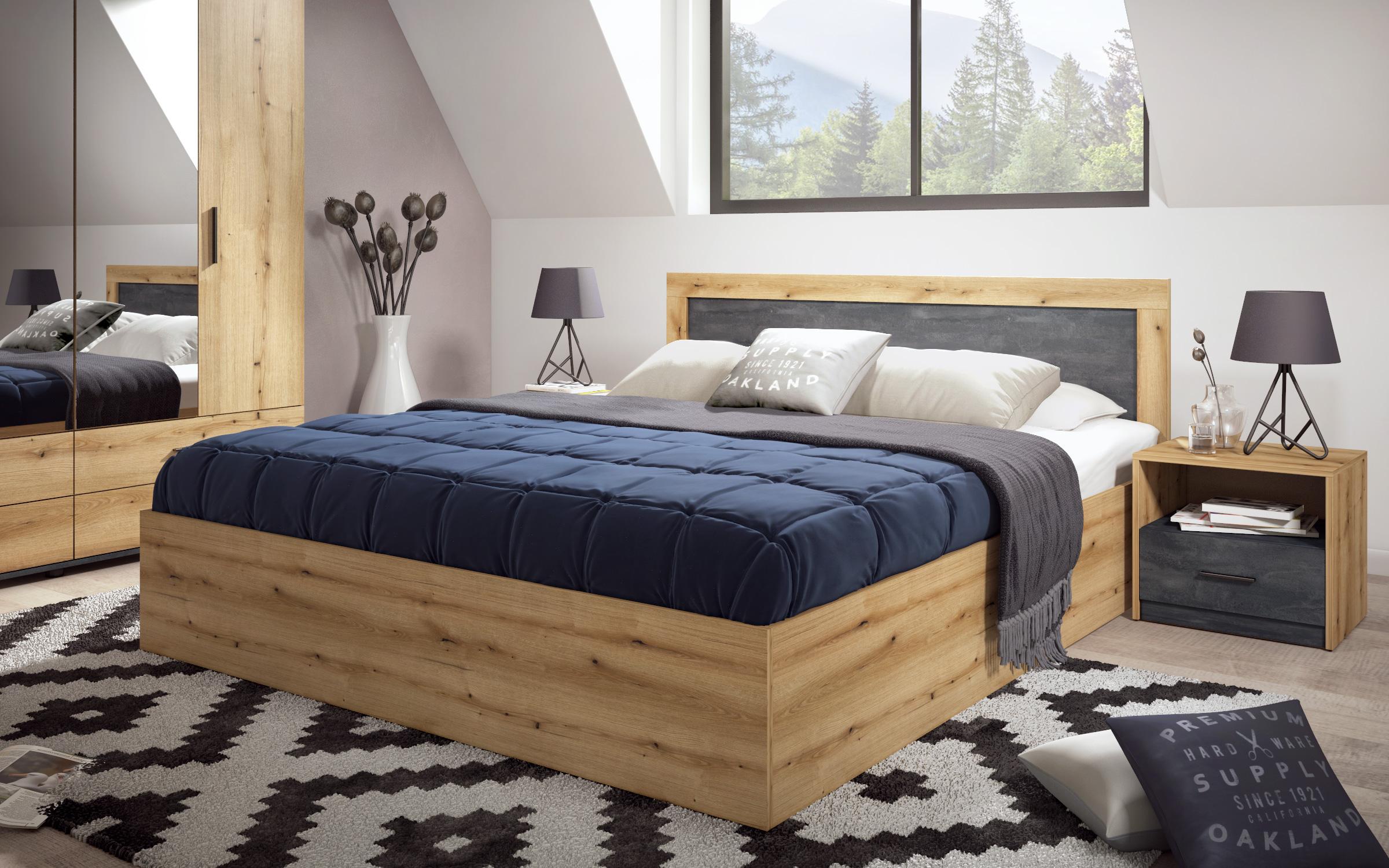 Set dormitor 160/200 Philadelphia, stejar evoc + Magma  3