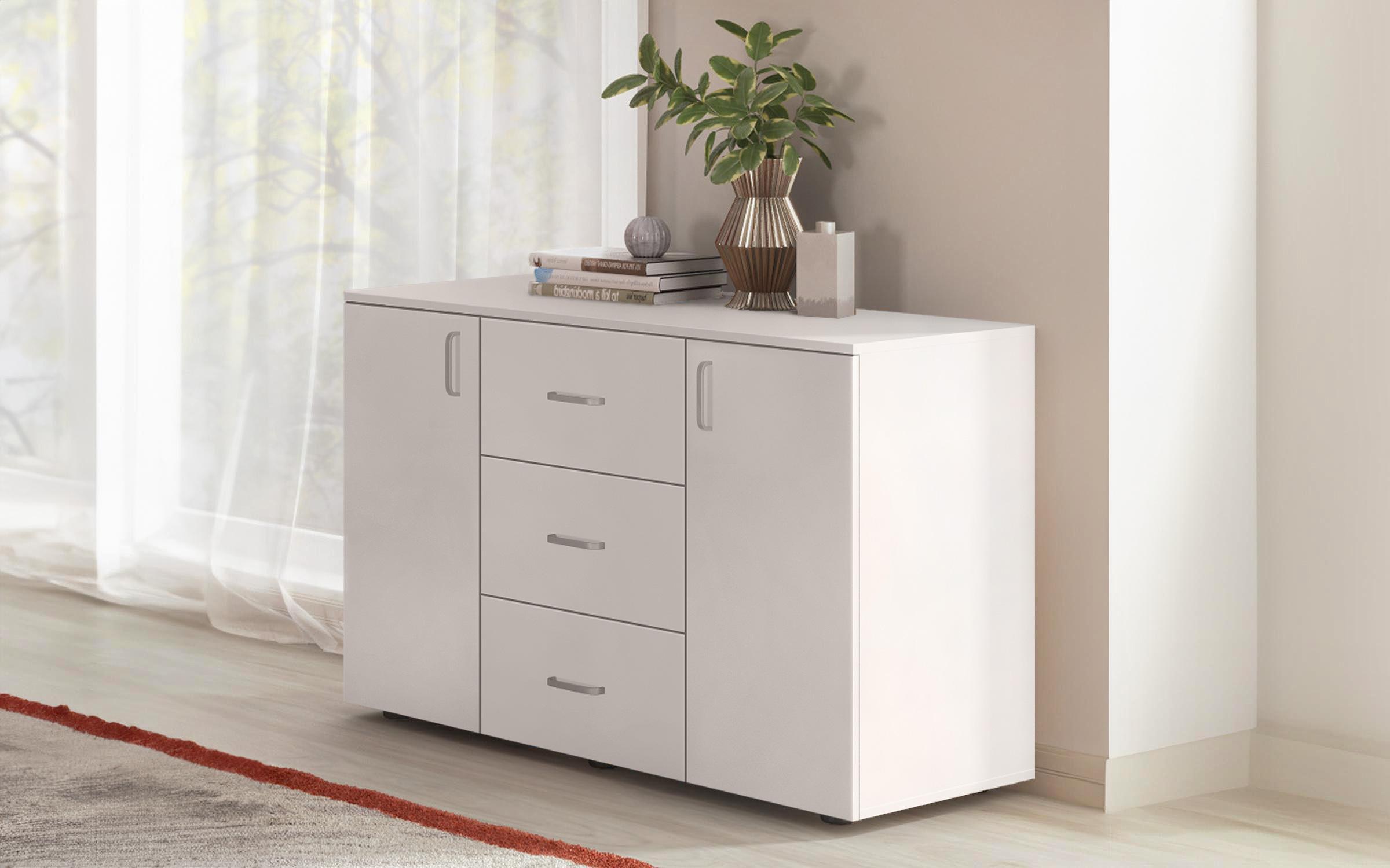 Comoda Alaska M029 cu 2 usi + 3 sertare, alb  1