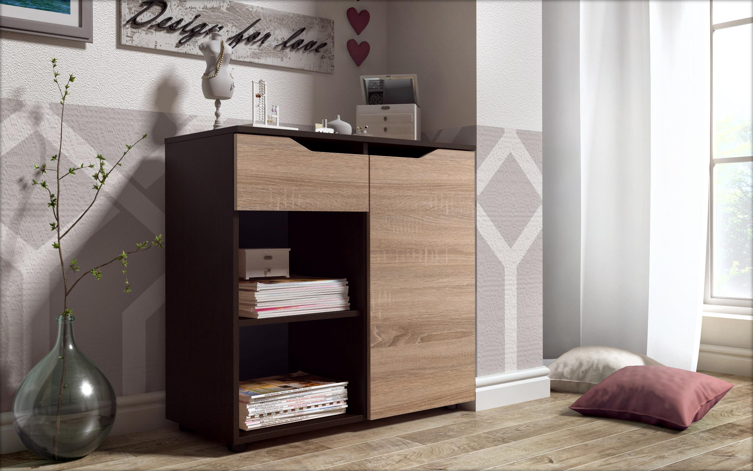 Comoda Eton, wenge + stejar sonoma  1