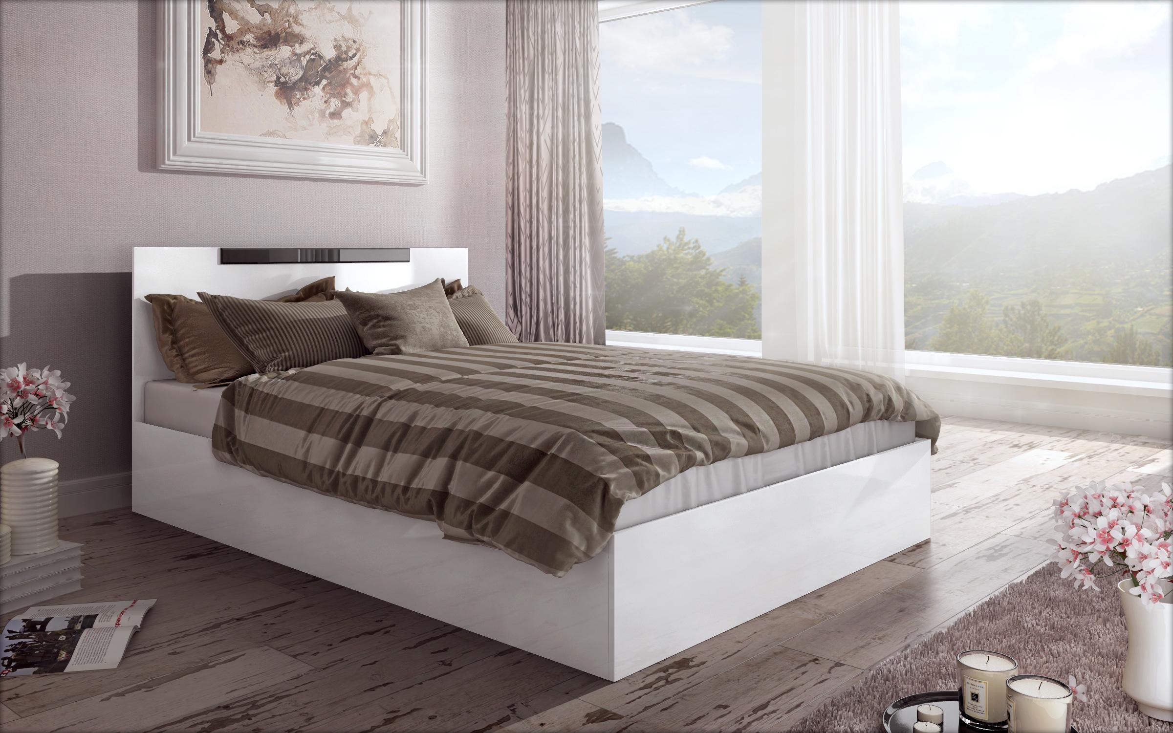 Pat dublu 160/200 Katerina, alb lucios  1