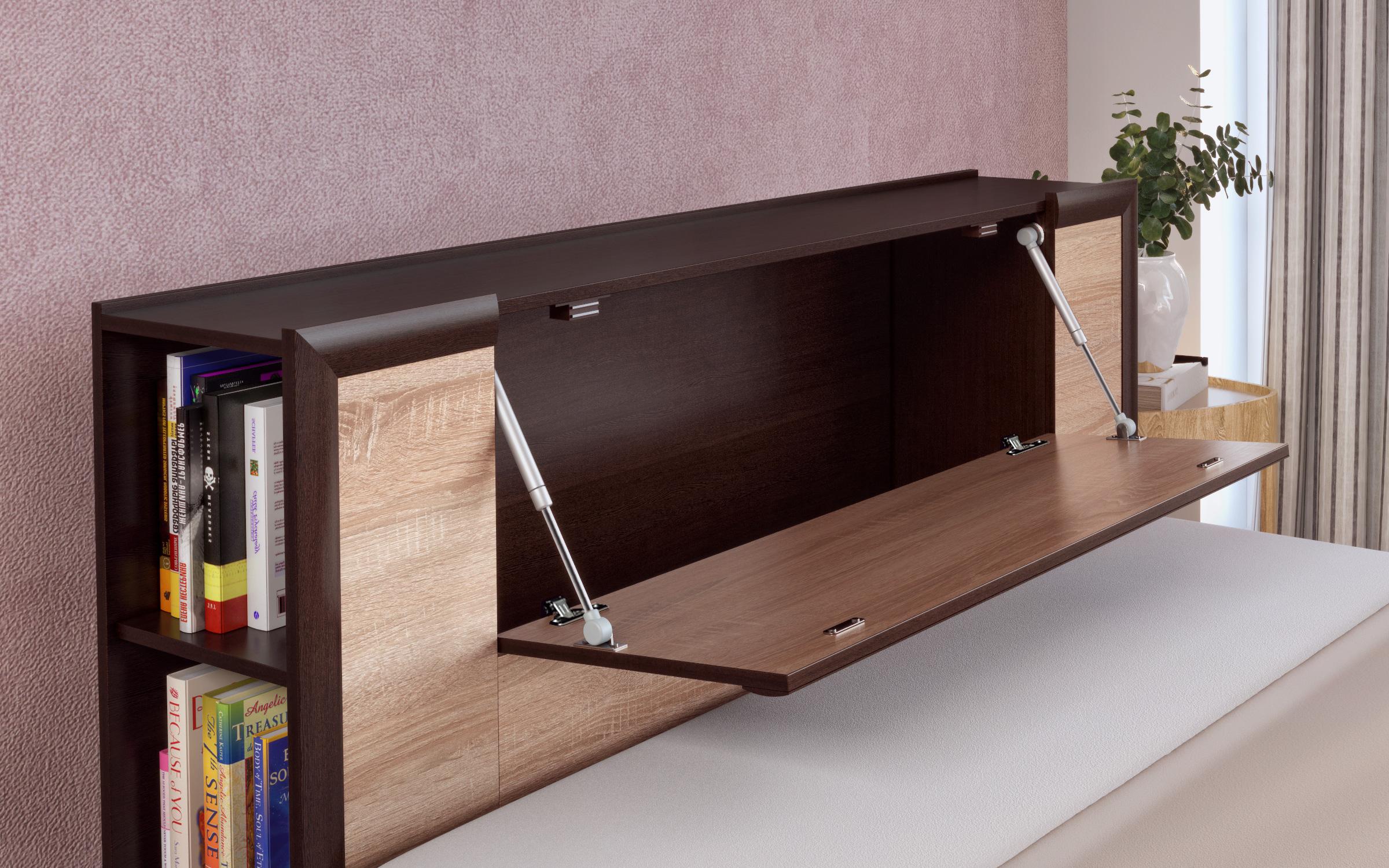 Pat dublu cu lada Nadejda pentru saltea 160/200, wenge + stejar sonoma  4