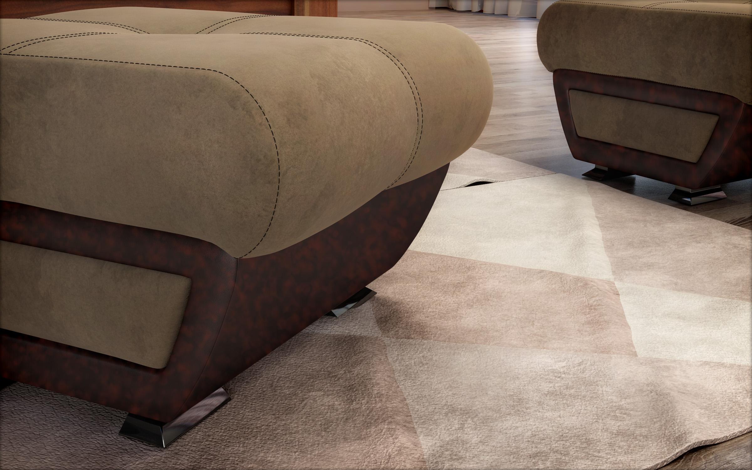 Taburet Princess II, maro deschis + piele maro  3
