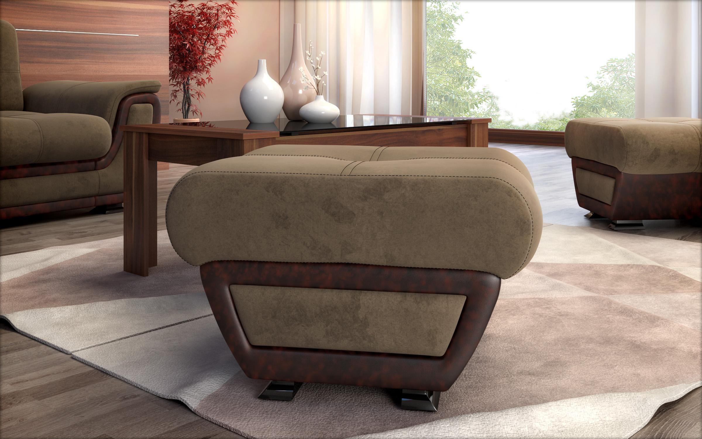 Taburet Princess II, maro deschis + piele maro  1