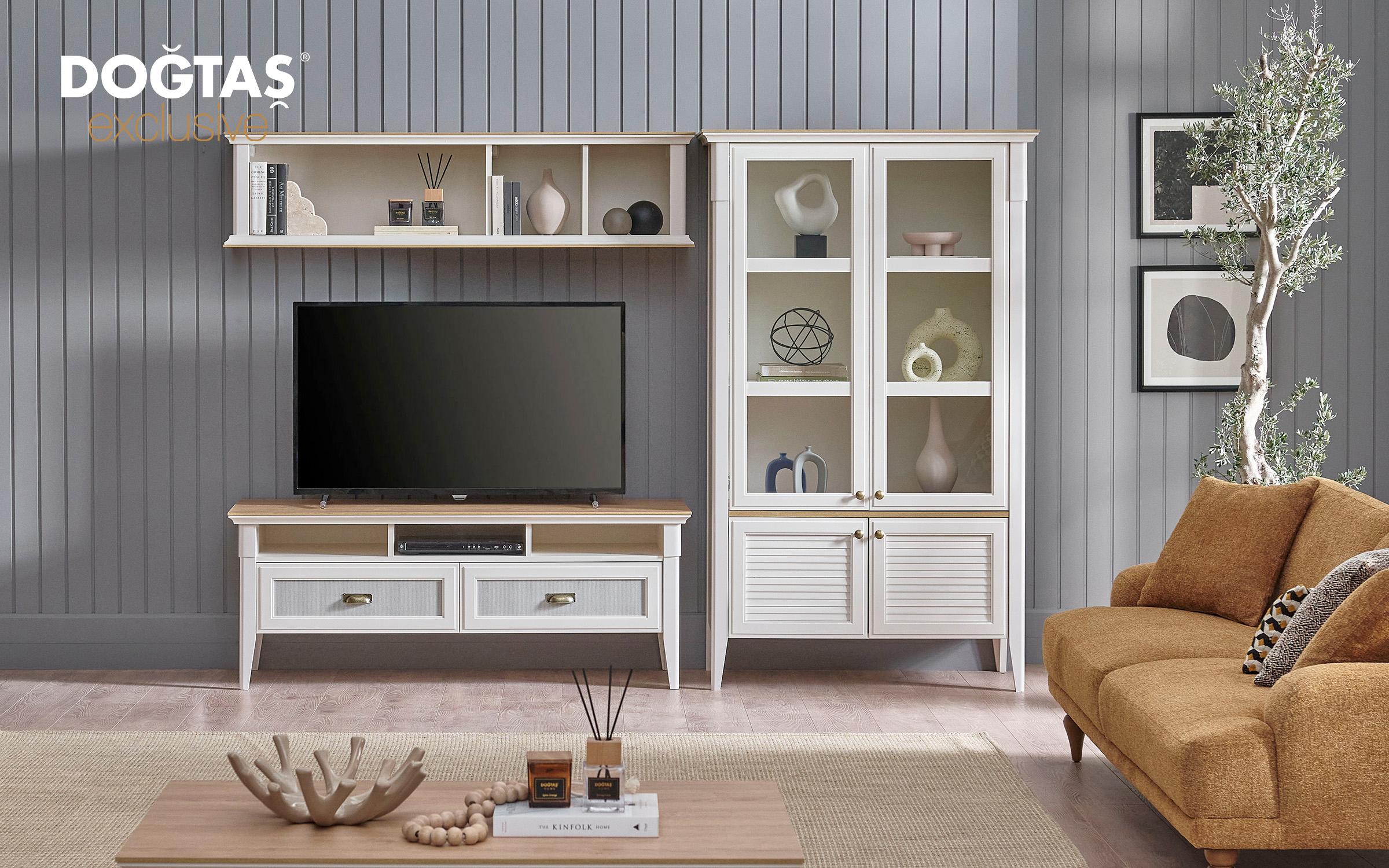 Modul TV Toscana 150, alb + karina  3