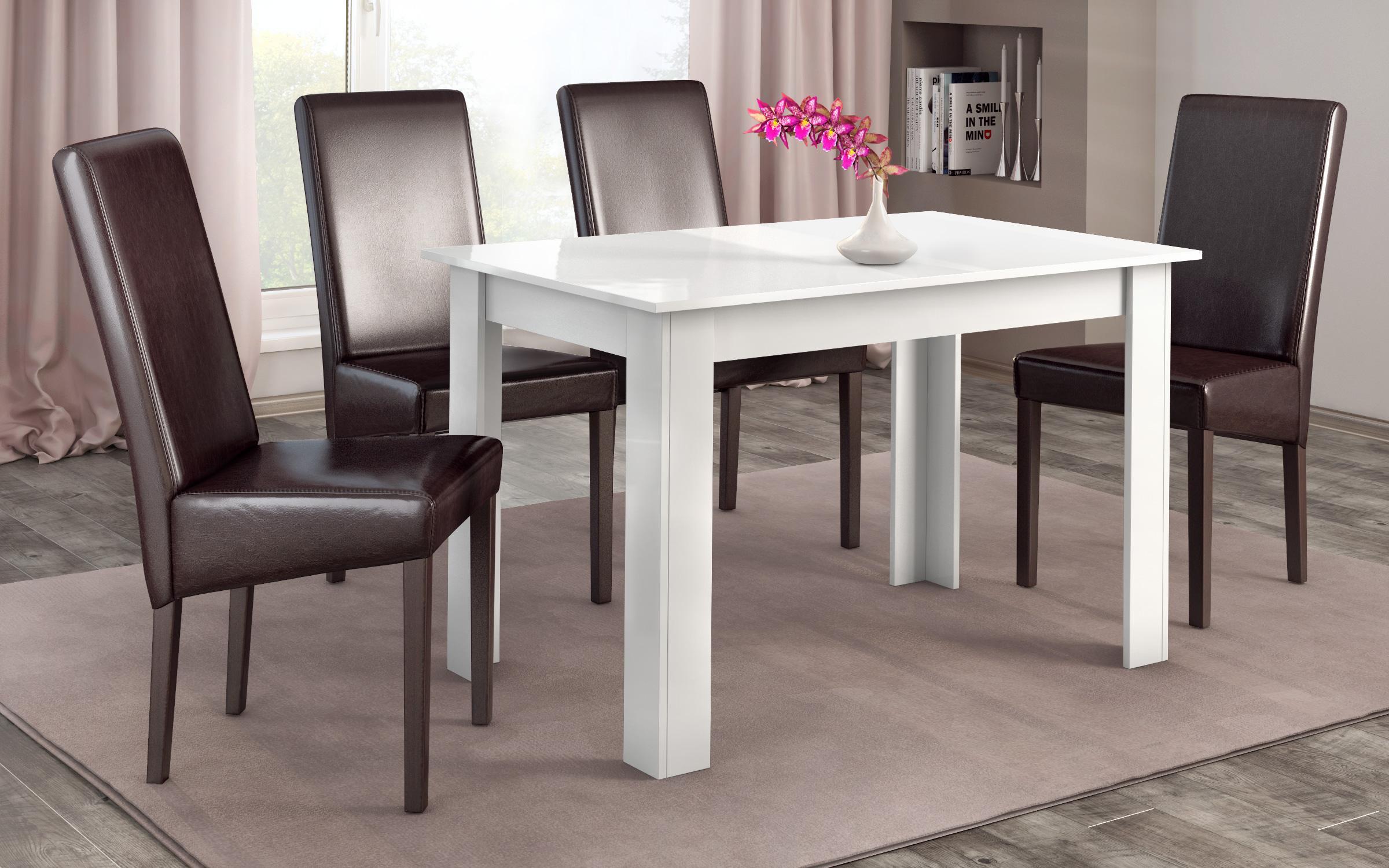 Bucatarie Vivian S cu blat inclus + masa dining Doni, alb perlat  + negru lucios + alb lucios  3