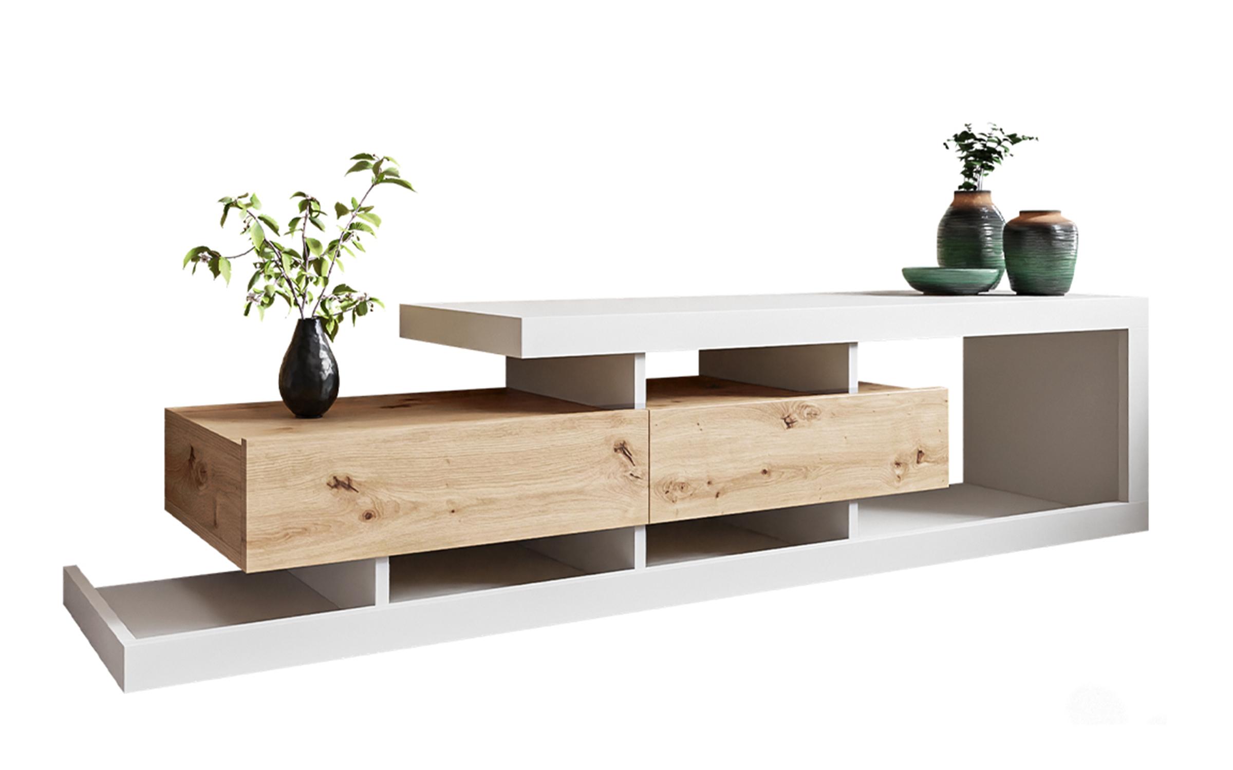 Modul TV Silvana, alb + stejar votan  3