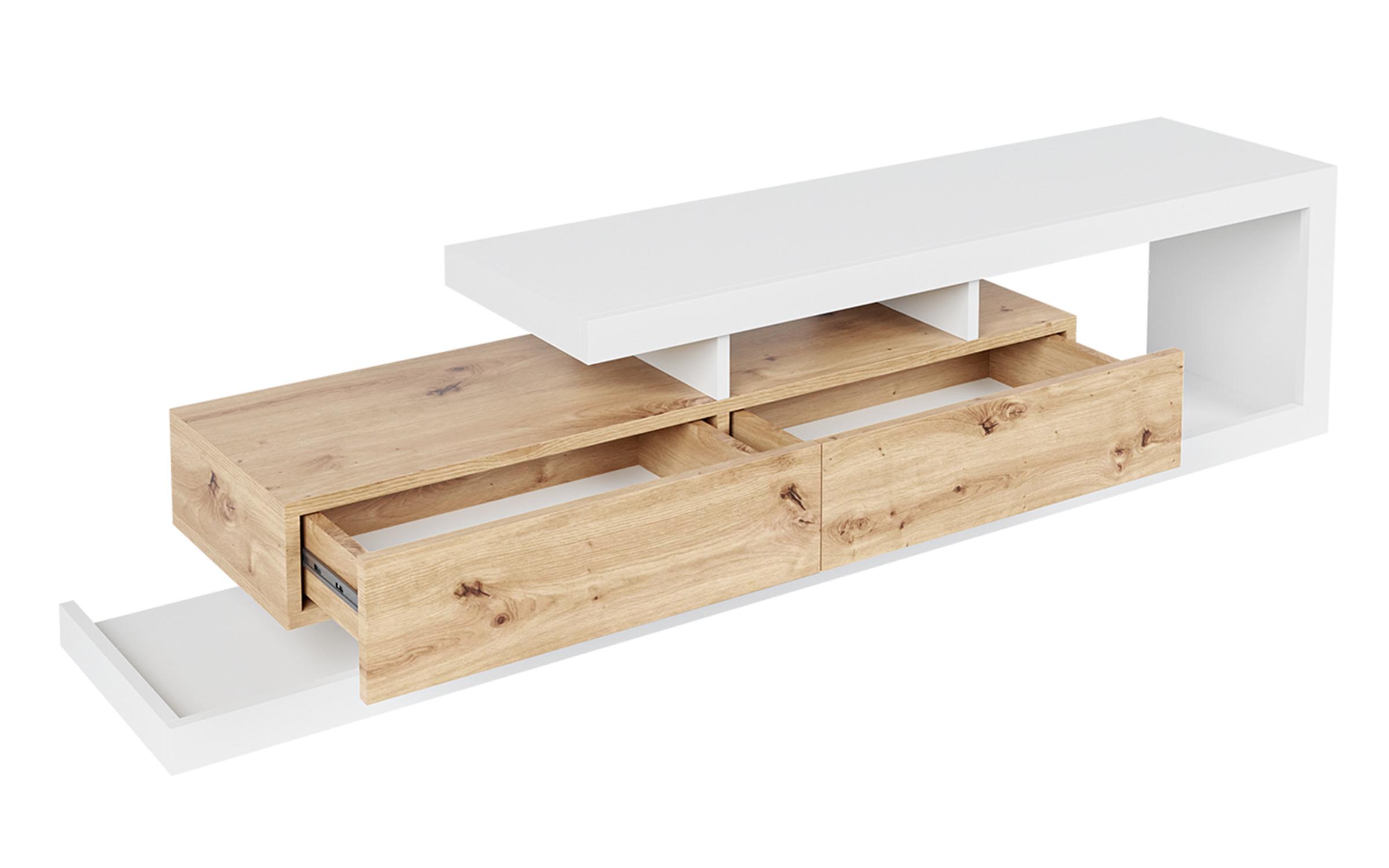 Modul TV Silvana, alb + stejar votan  2