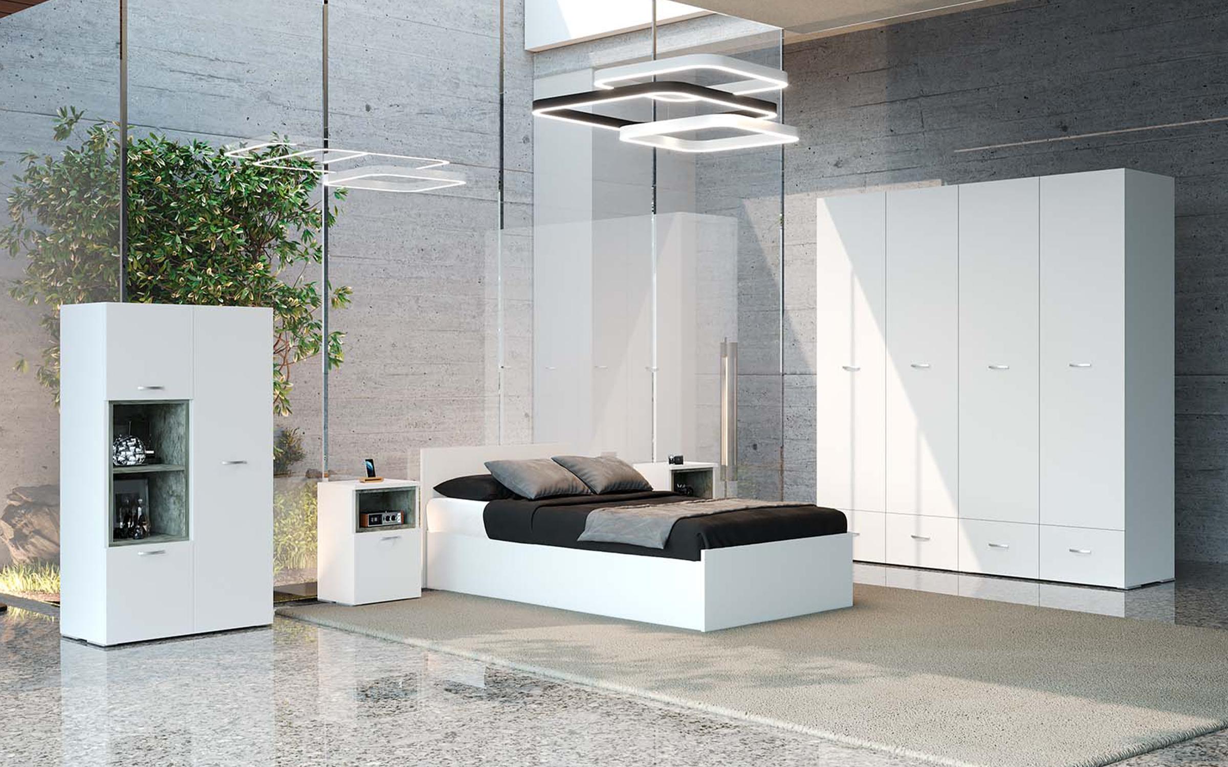 Noptiera Frea, alb + beton  2