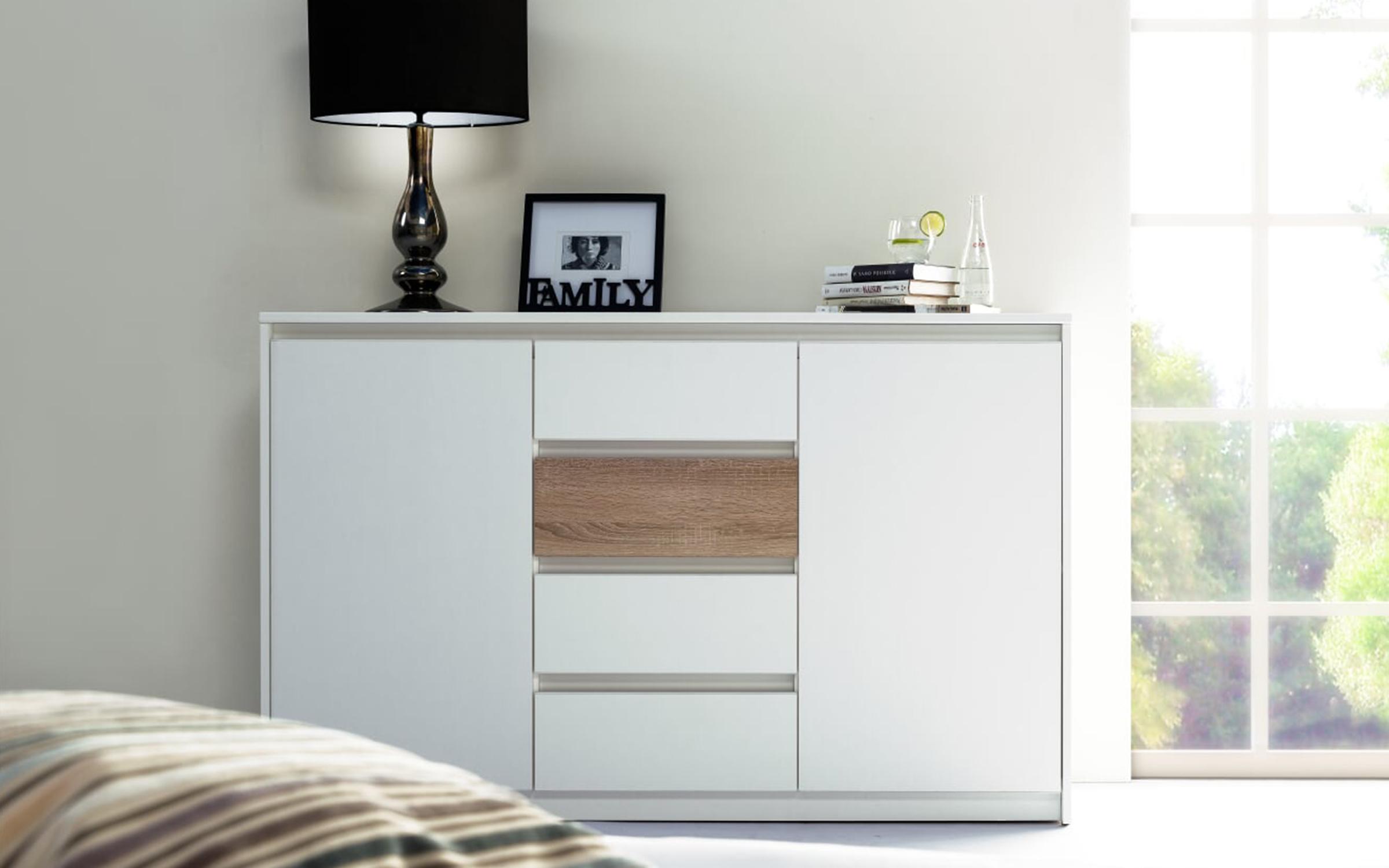Comoda Venice 1, alb mat + stejar sonoma  1
