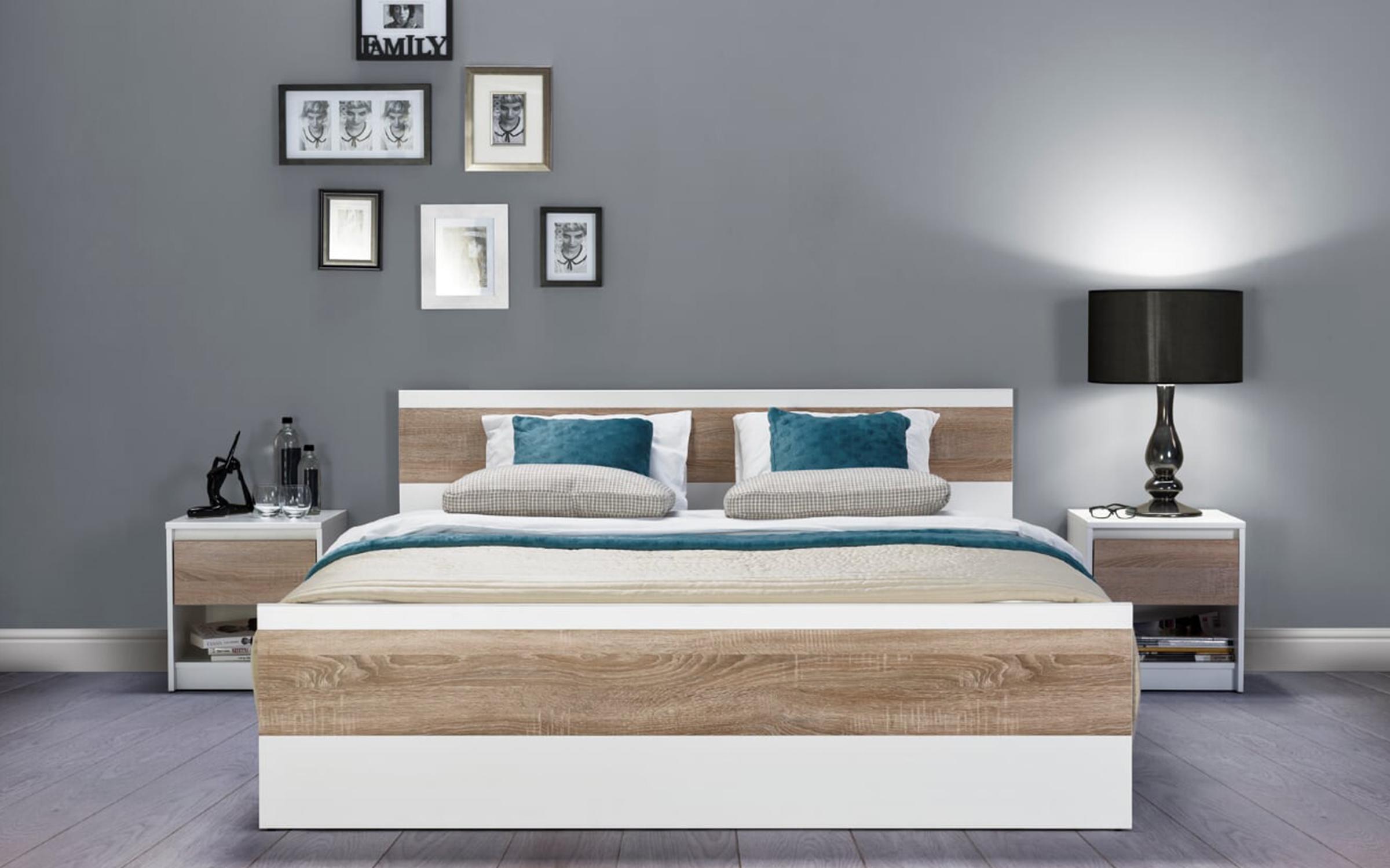 Noptiera Venice, alb mat + stejar sonoma  3