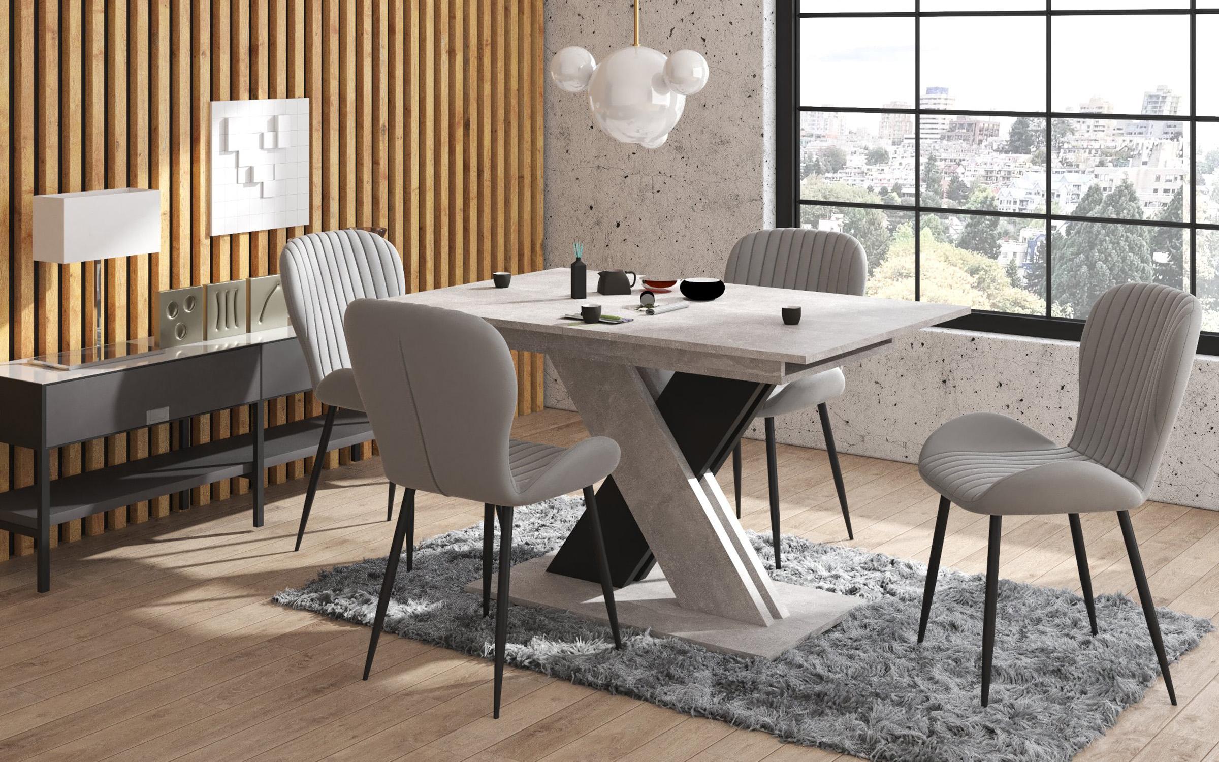 Masa dining Patricia 1, beton + negru  1