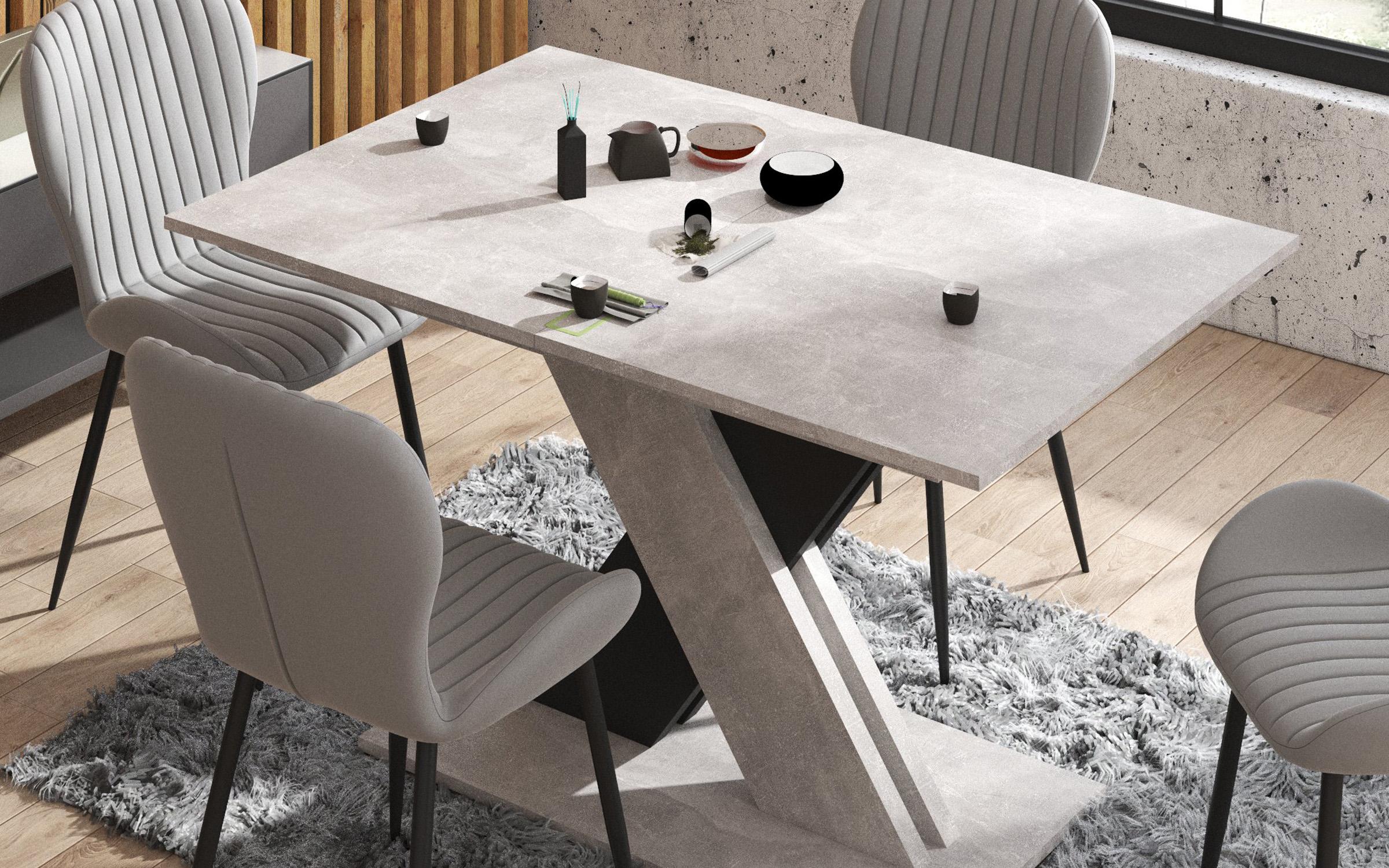 Masa dining Patricia 1, beton + negru  2