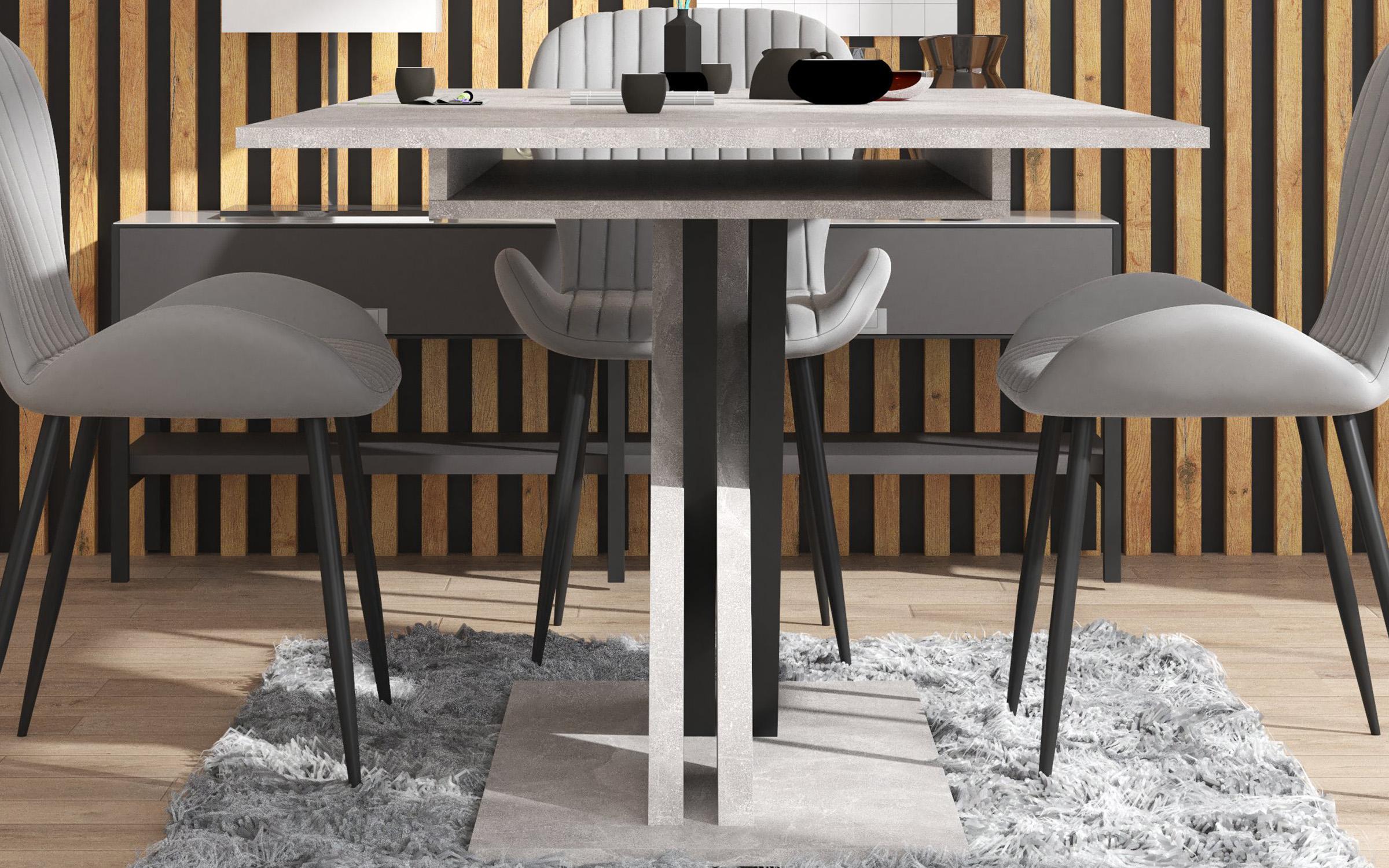 Masa dining Patricia 1, beton + negru  6