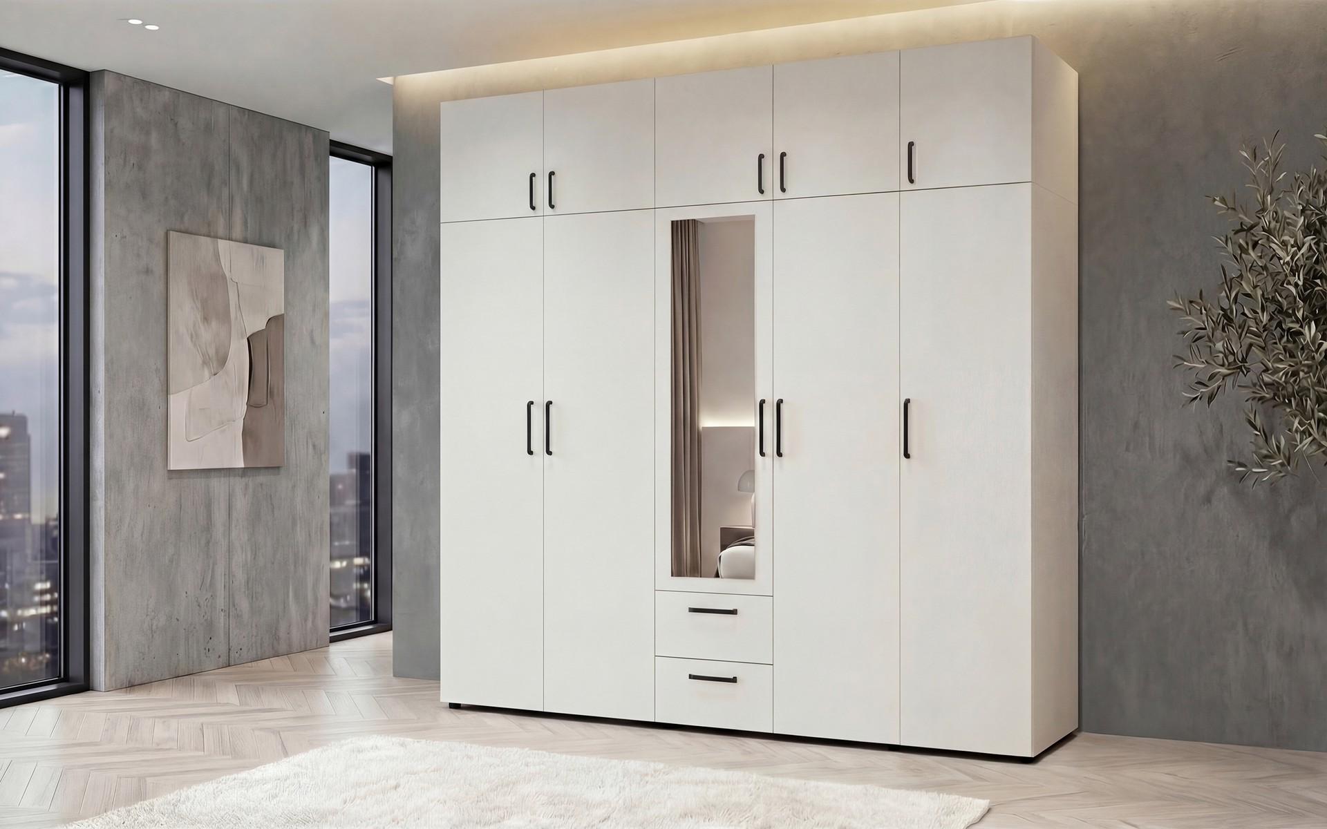 Corp suprapozabil pentru dulap cu 5 usi Bruno si Masimo, alb  2