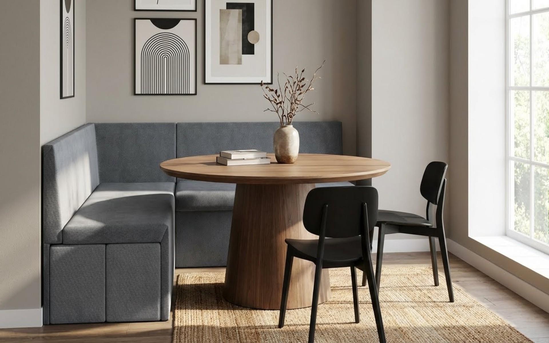 Coltar extensibil de bucatarie + 2 taburete Venturo, gri inchis + gri  1