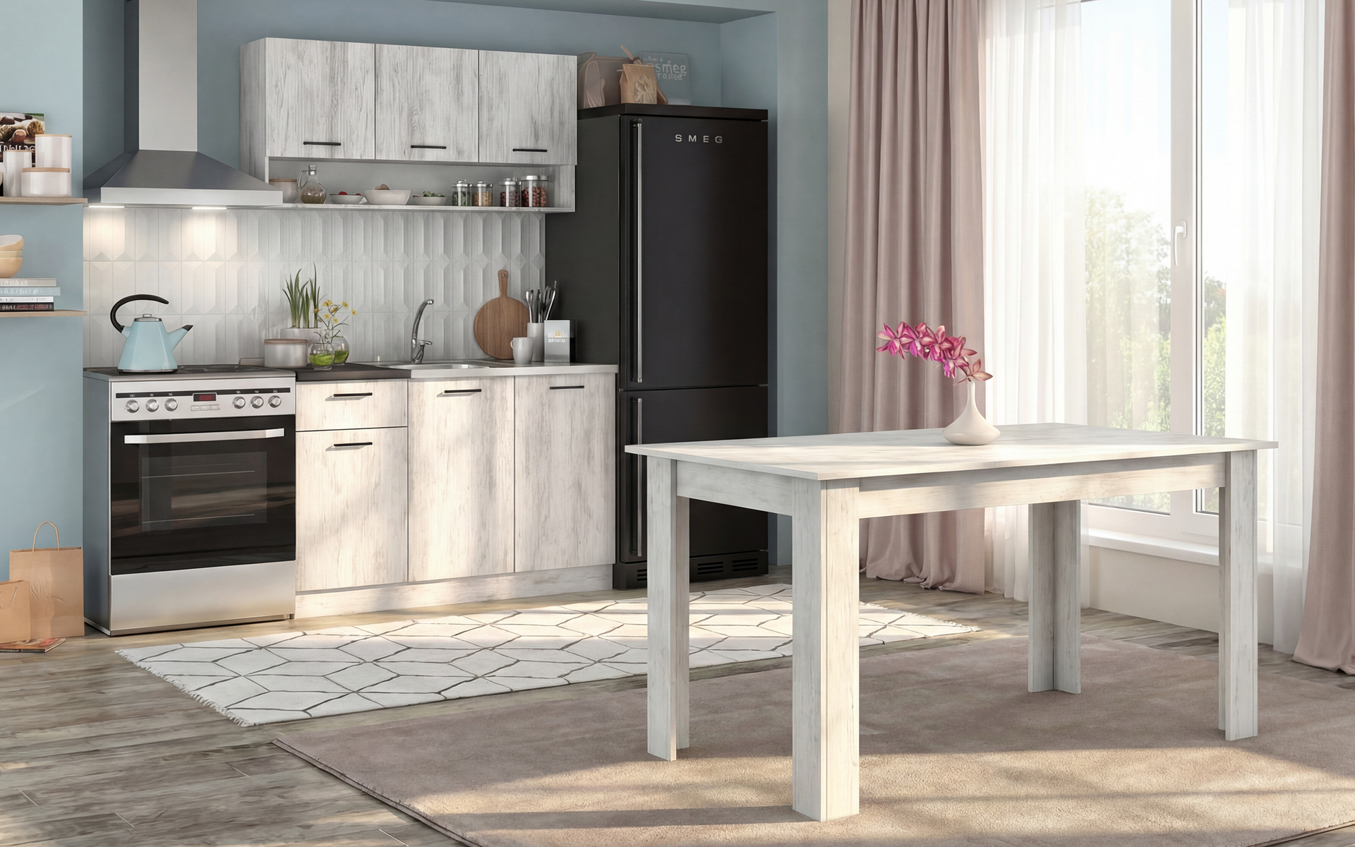 Set de bucatarie Lora 5 mini, stejar antic  1