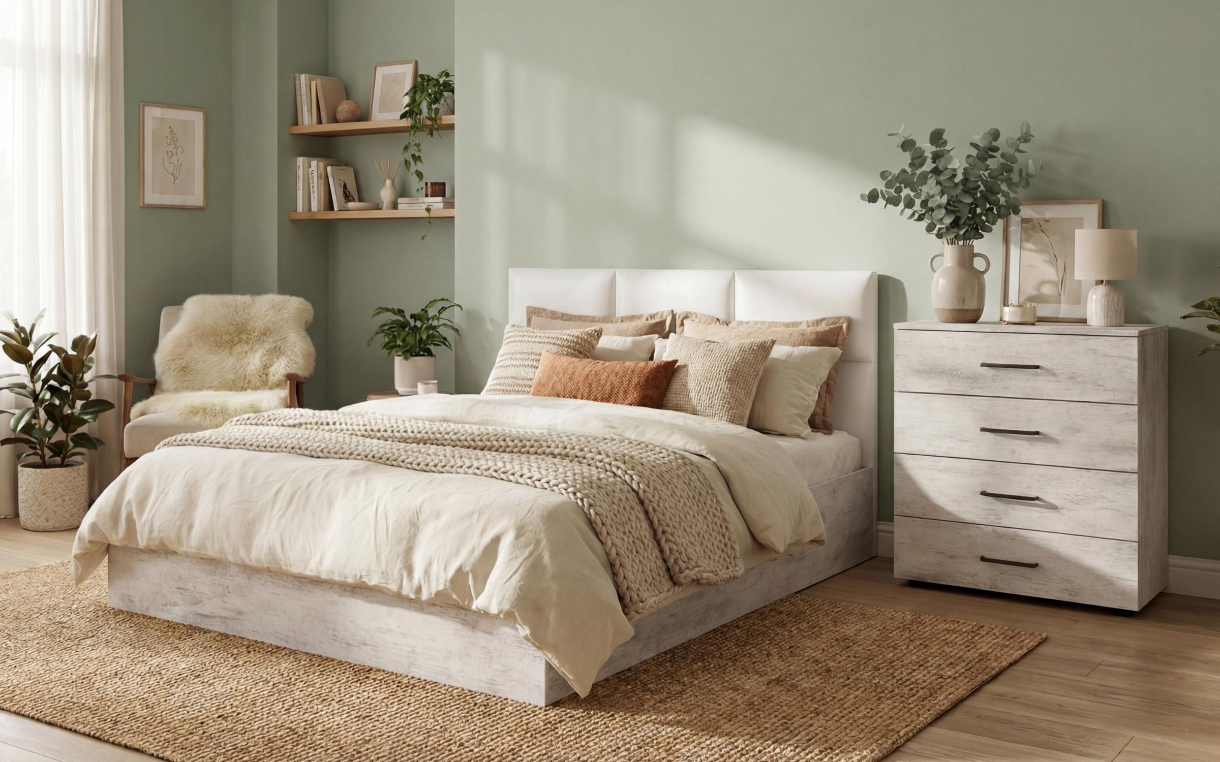 Set dormitor 140/200 Estel 4, stejar antic + piele alba  1