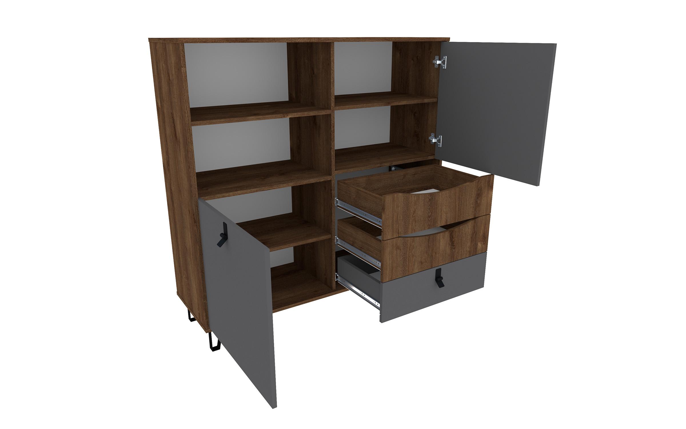 Comoda Rivera, stejar bronz + grafit gri  3