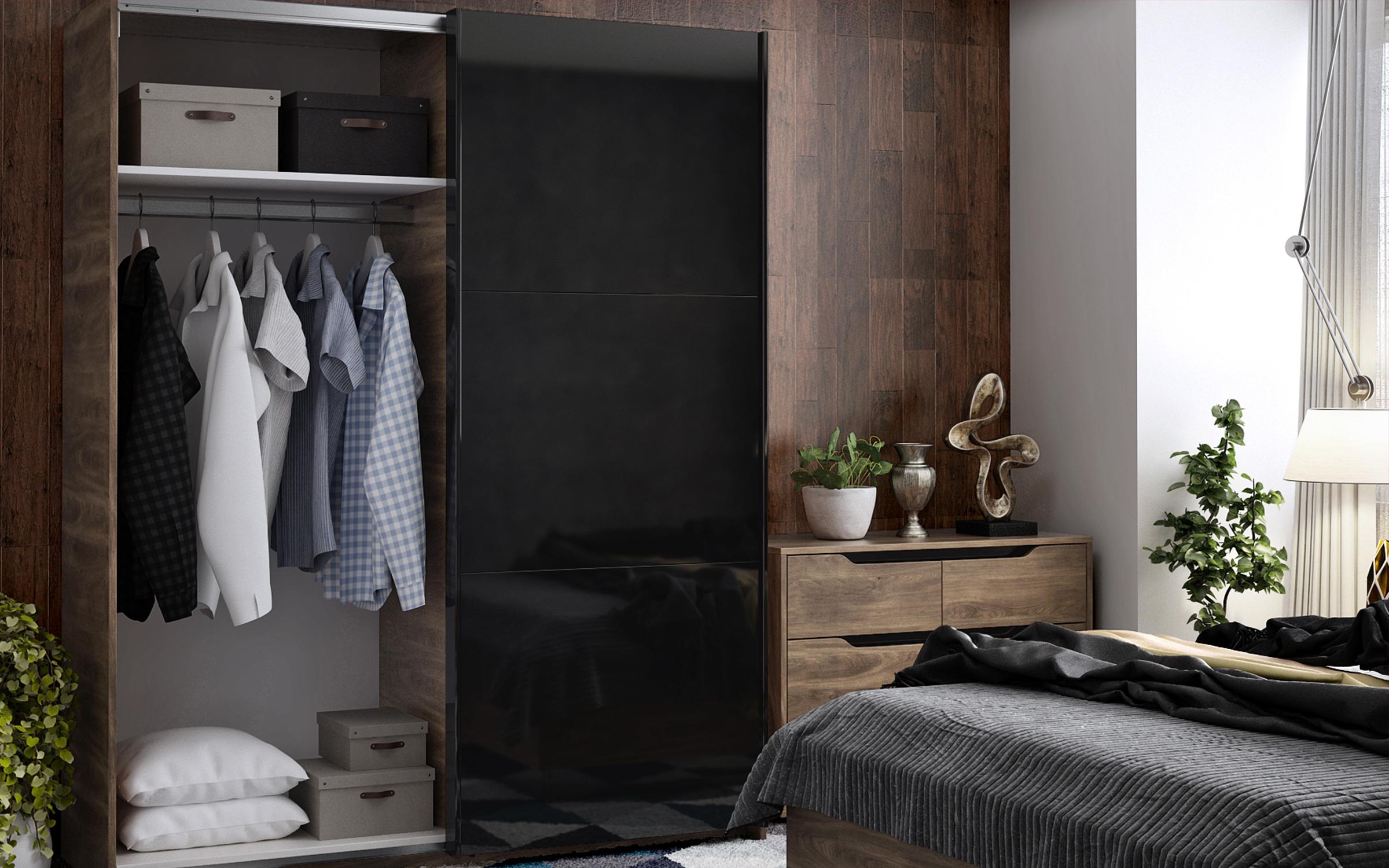 Comoda Modern M11, Brandy stejar Castelo + negru lucios  3