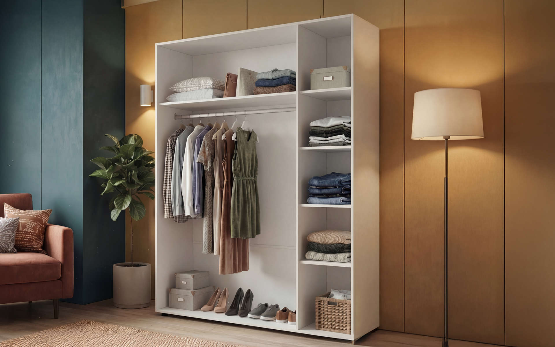 Dulap cu bara pentru umerase si rafturi Masimo Balance 2, alb  2