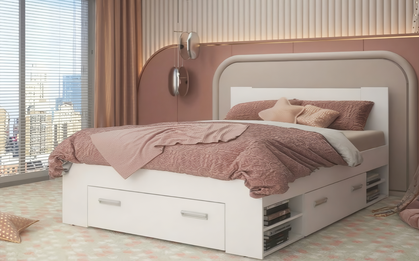 Pat dublu 160/200 + sertare Nemo, alb  1