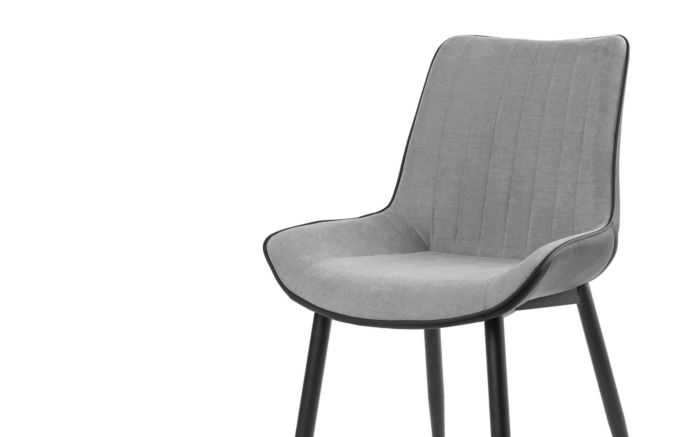 Scaun de masa Neoron, gri deschis + piele neagra  4