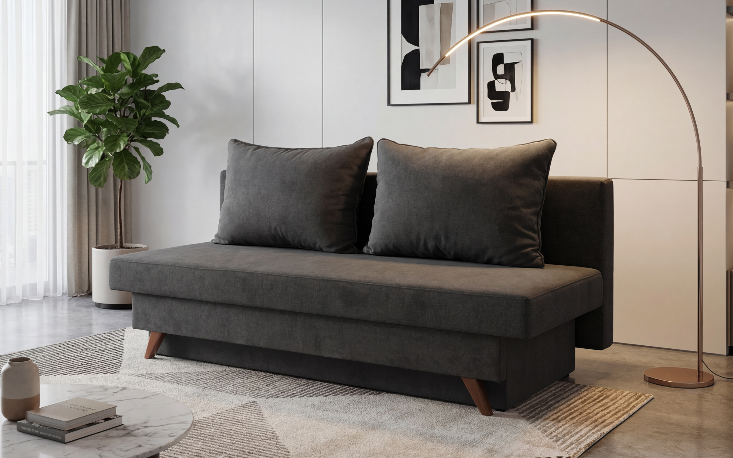 Canapea extensibila Rayan, gri-maroniu  3